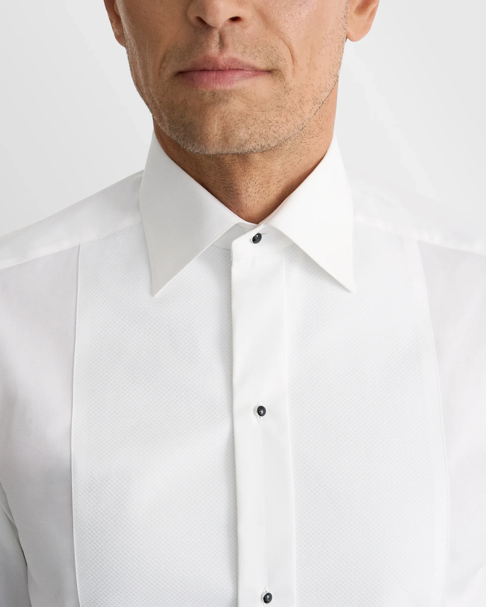 Eton - pique black tie shirt