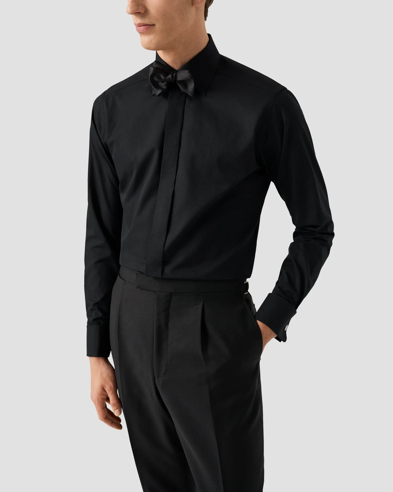 Eton - black twill texture shirt