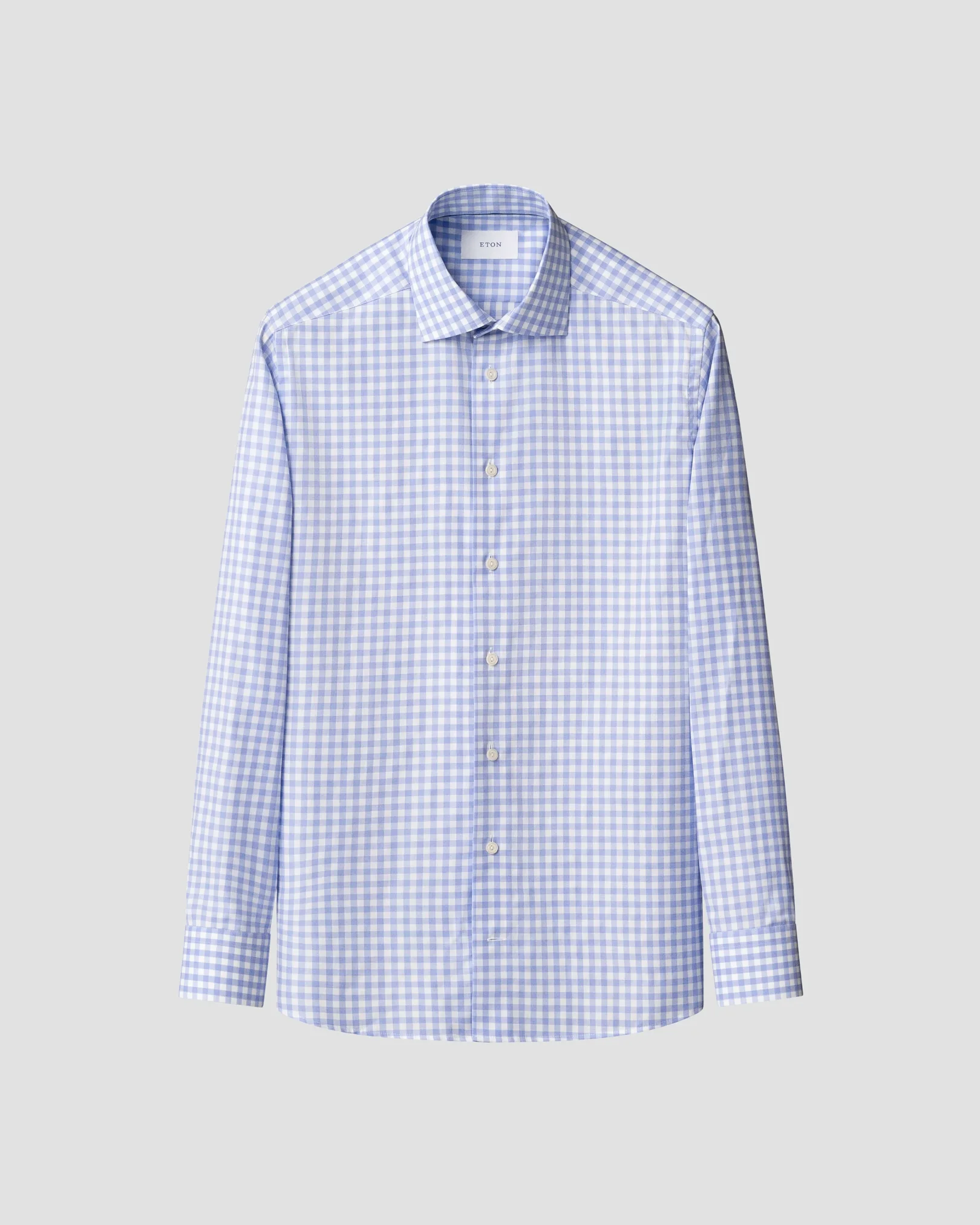 Eton - gingham check shirt cut away single
