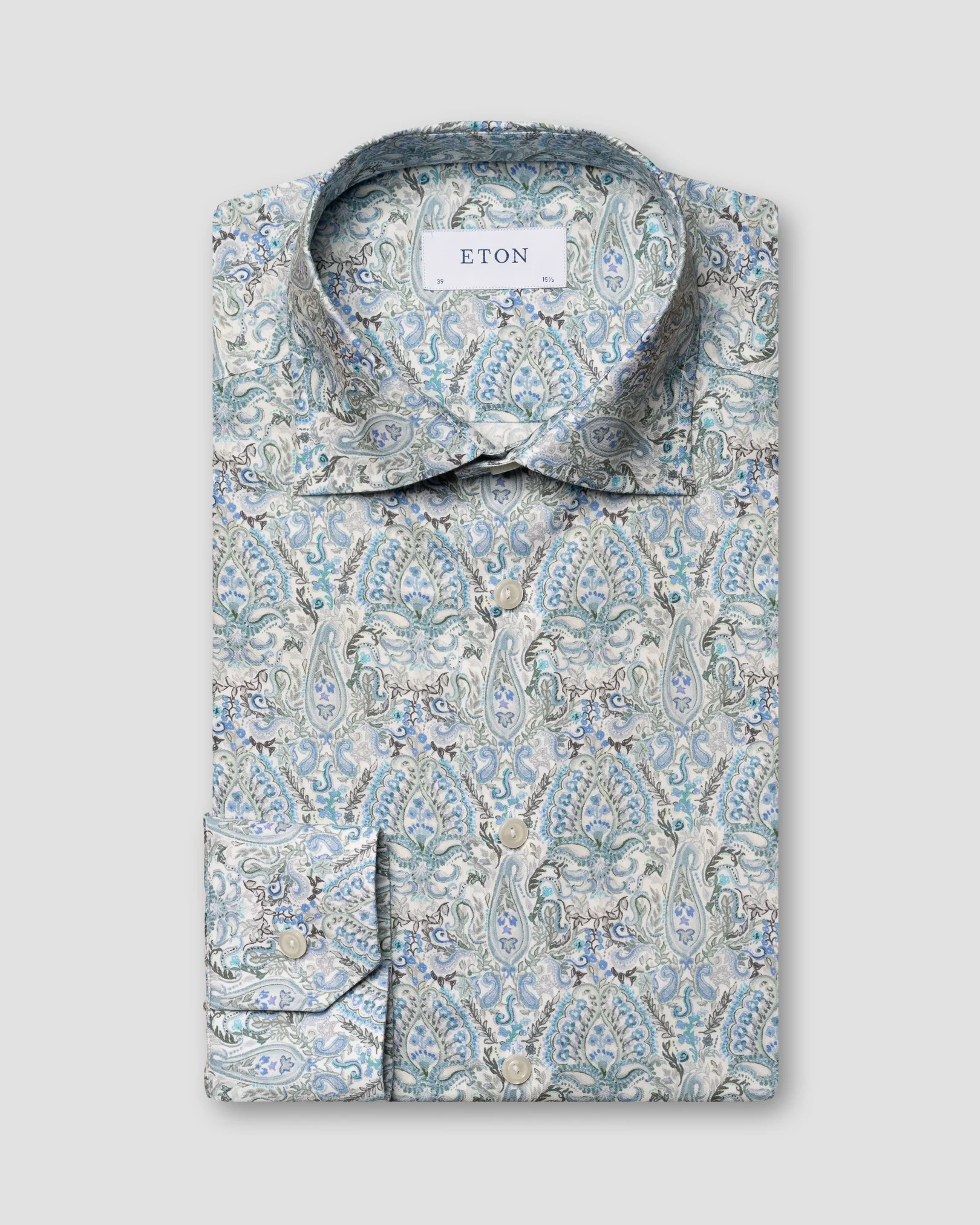 Blaues Baumwoll-TENCEL™-Hemd mit Paisley-Print