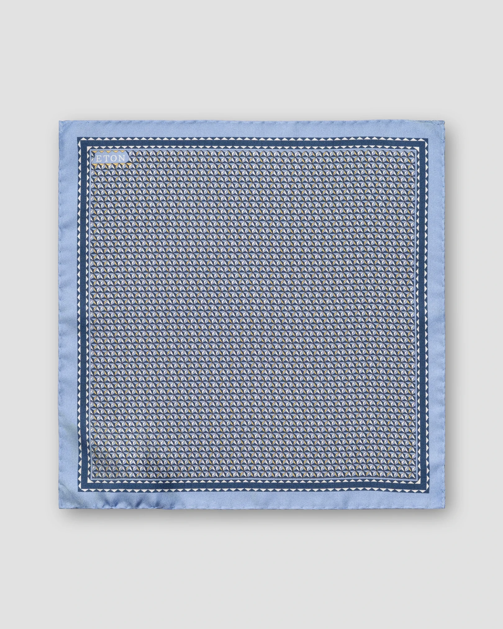 Eton - blue geometrical silk twill pocket square