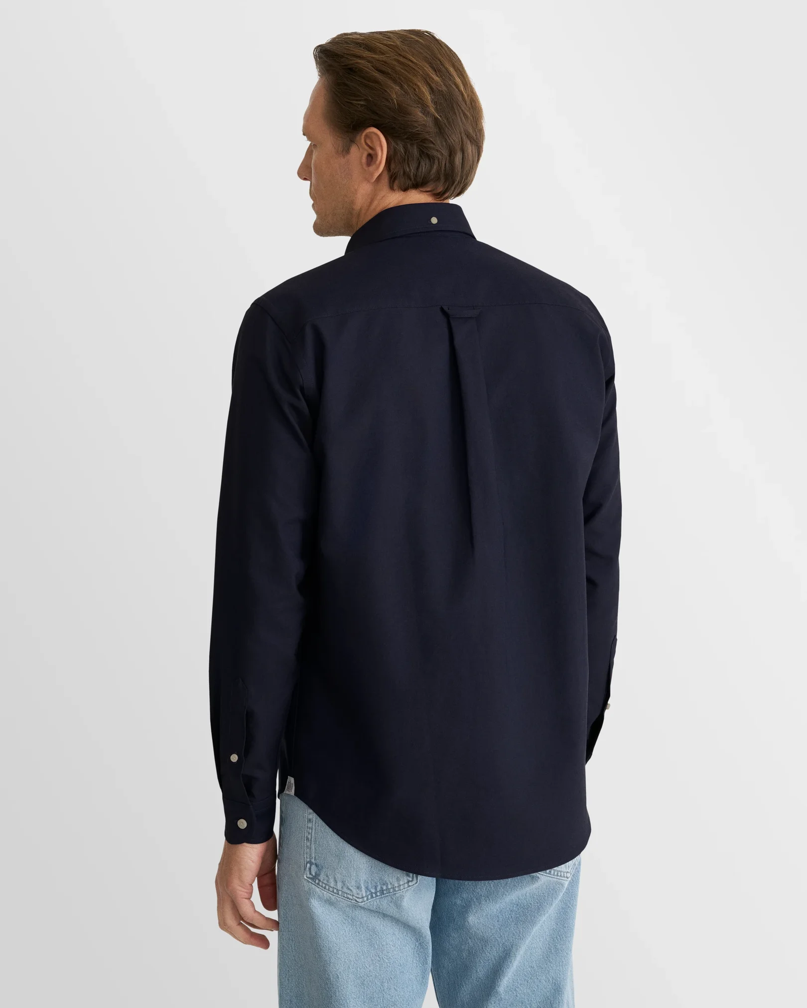 Eton - navy blue solid oxford shirt