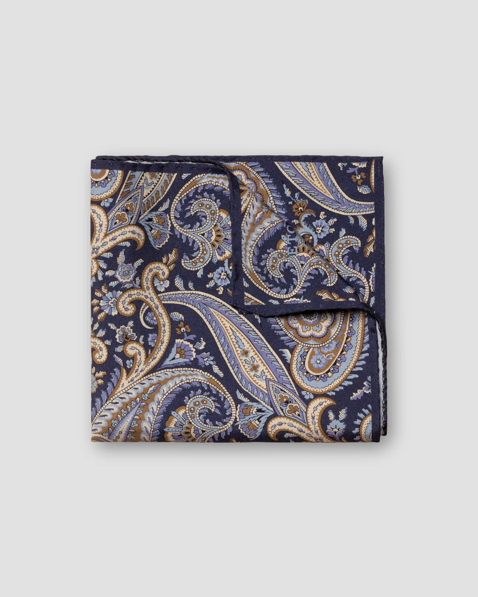 Eton - purple paisley print fuji silk pocket square