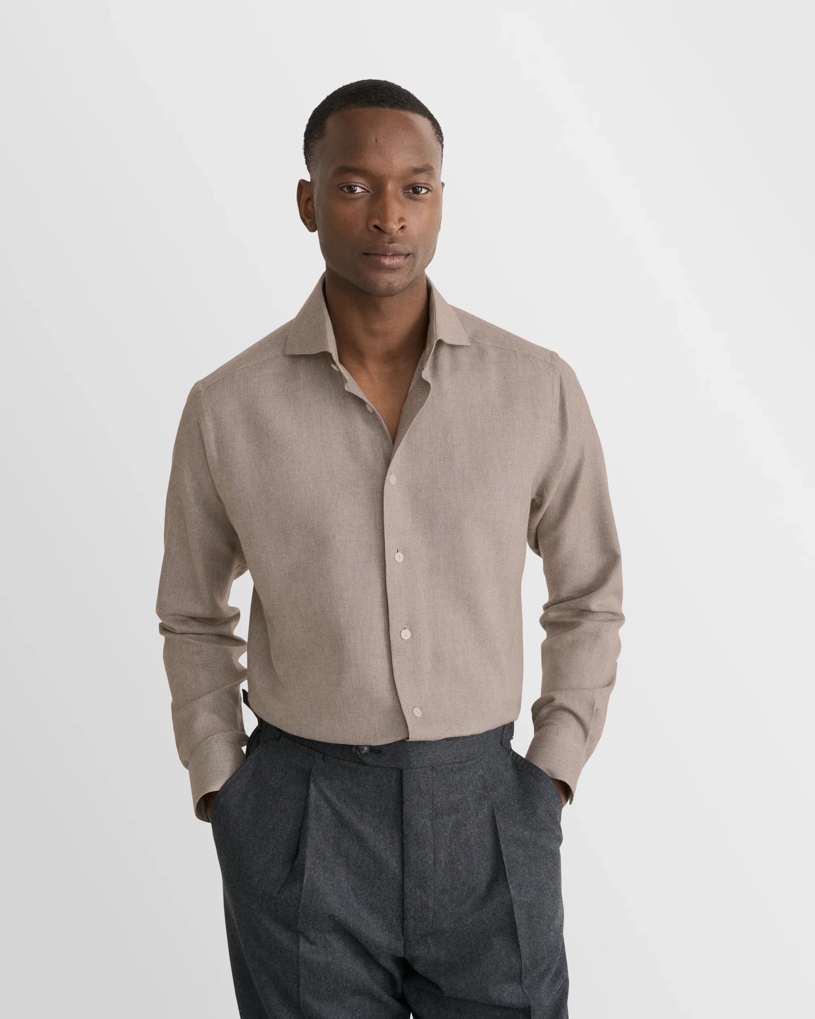 Eton - brown cotton silk cashmere shirt 268