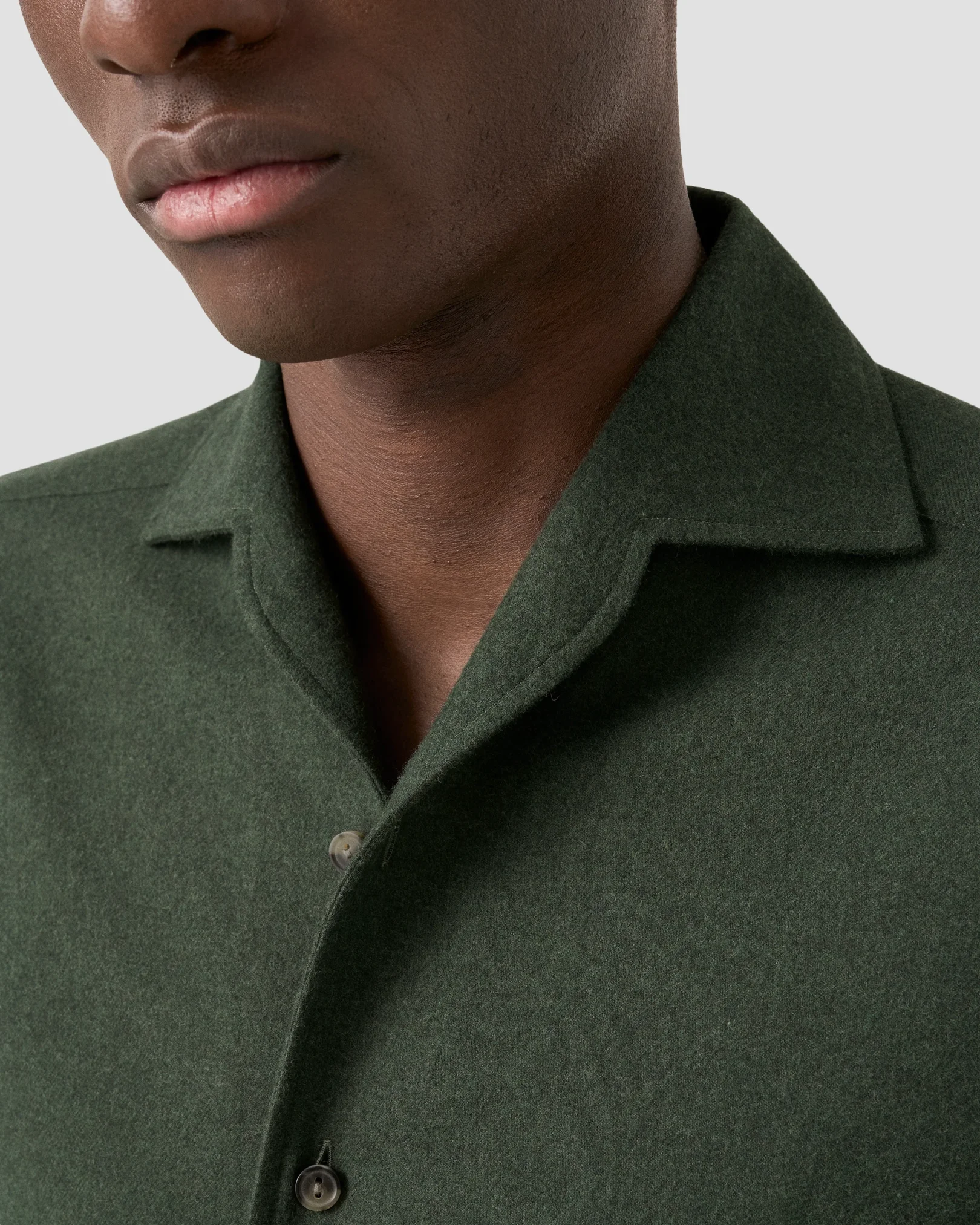 Eton - solid flannel shirt dark green solid flannel shirt