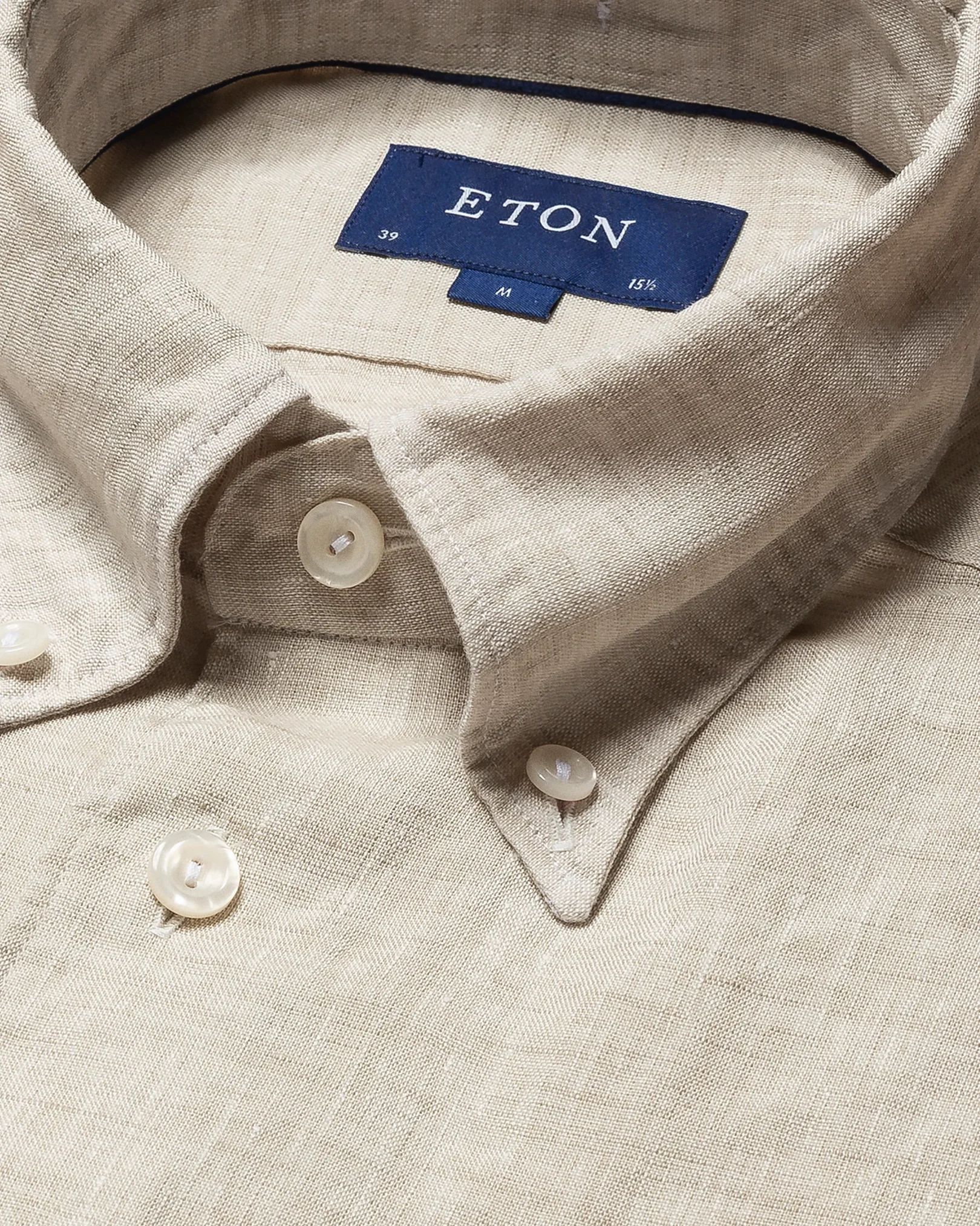 Eton - button down beige linen shirt