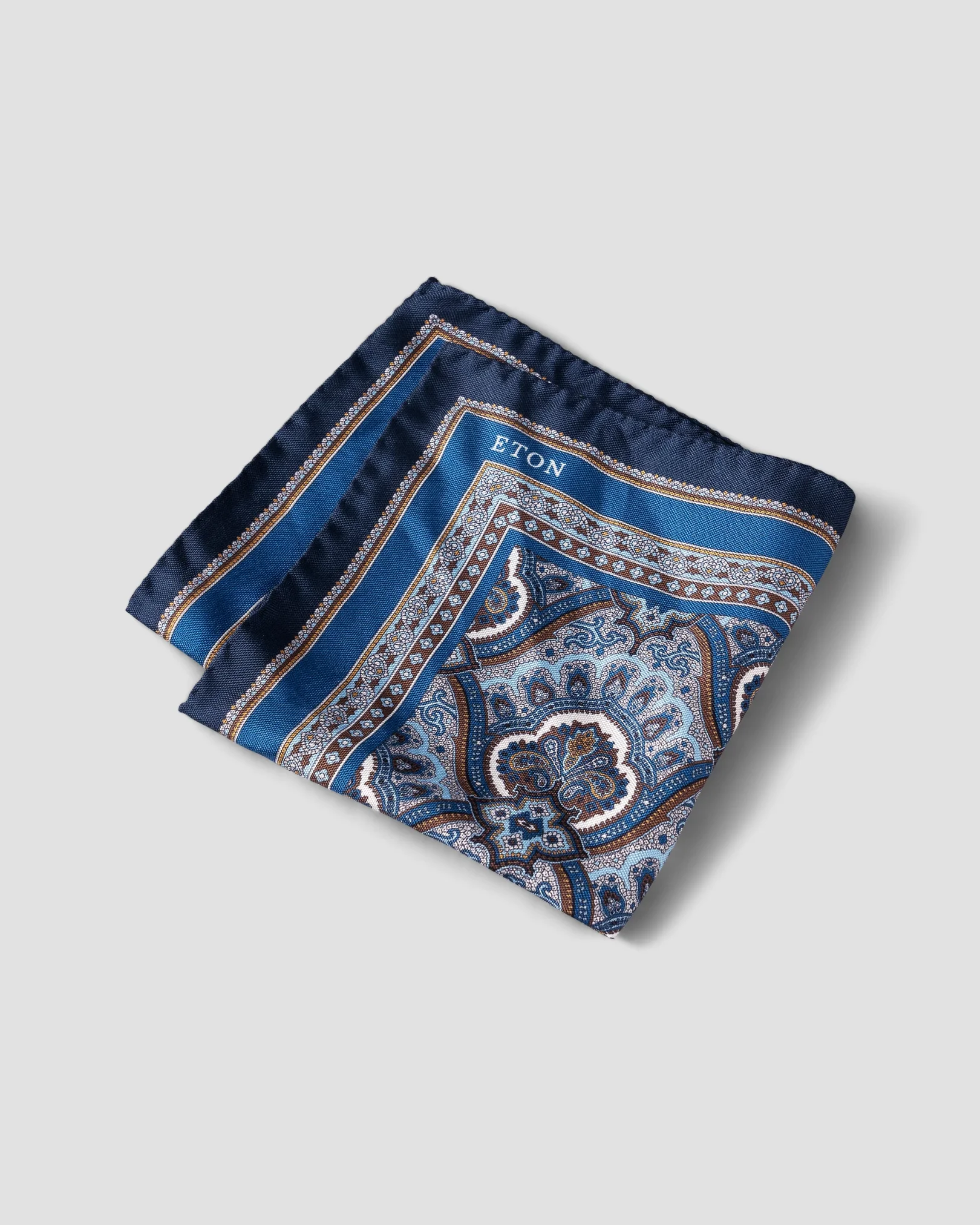 Eton - blue paisley print pocket square