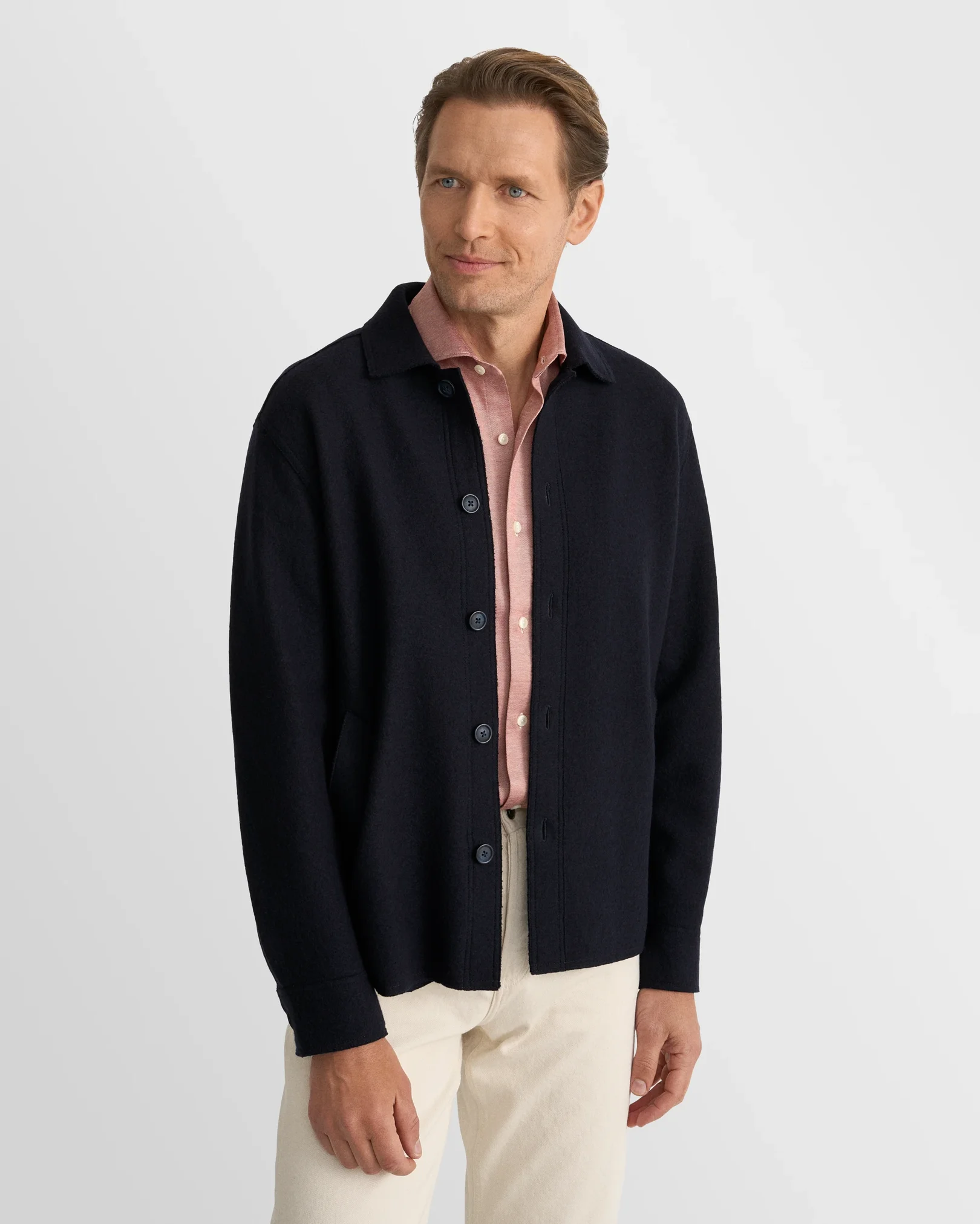 Eton - red filo di scozia knit shirt wide spread 266