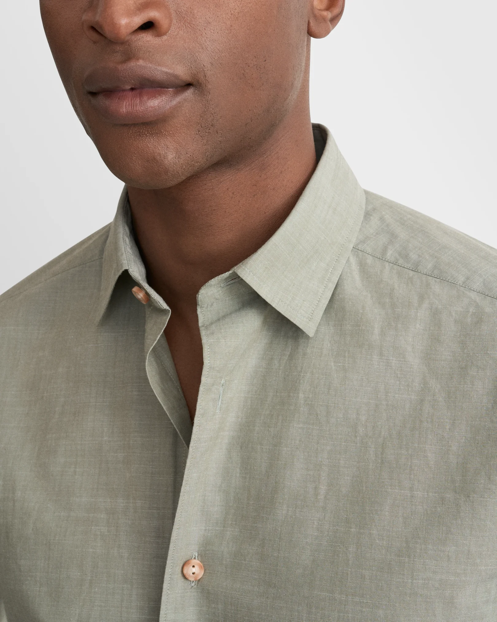 Eton - dark green solid chambray shirt 261