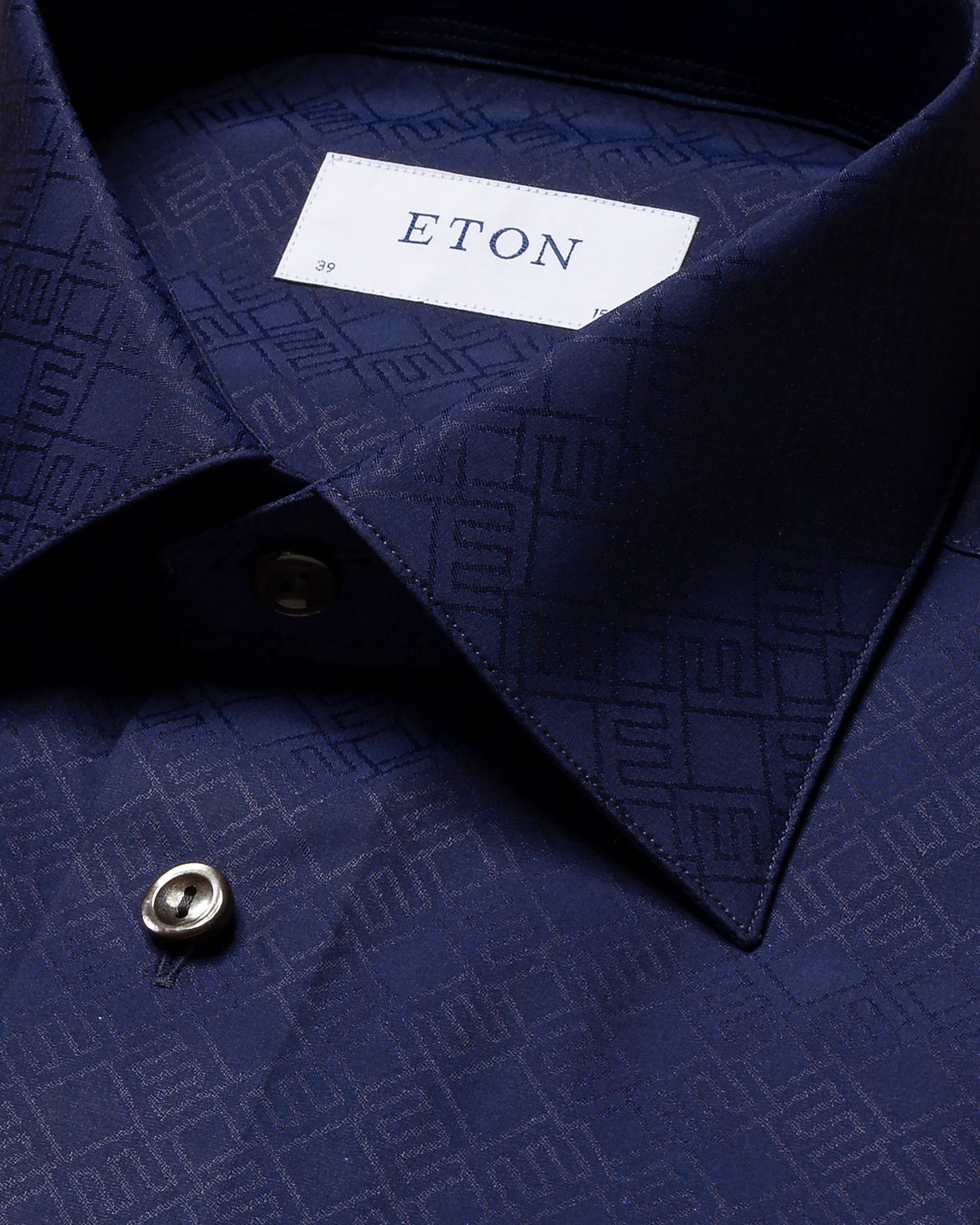 Eton - navy blue jacquard moderate cutaway