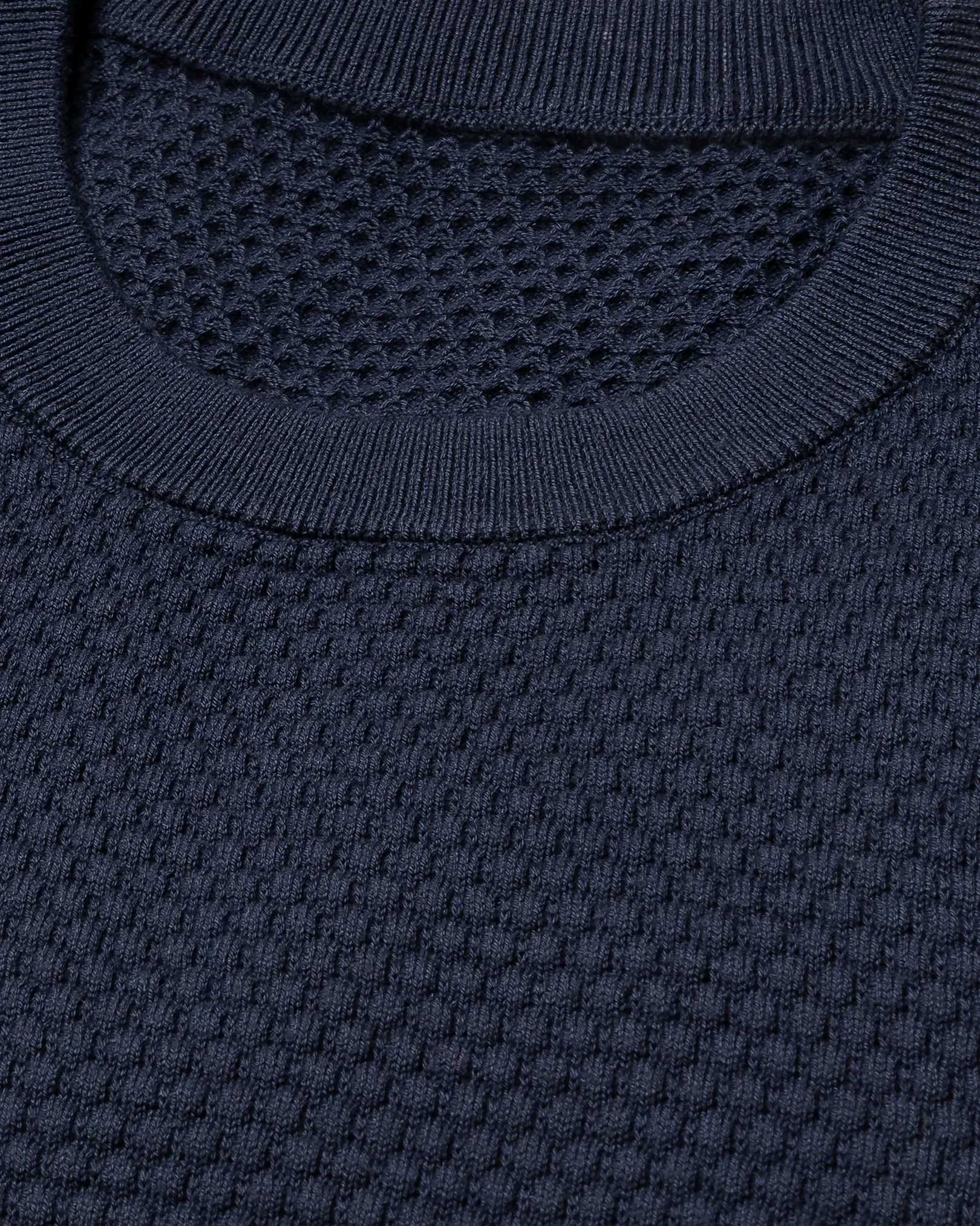Eton - dark blue structure knit cotton 258