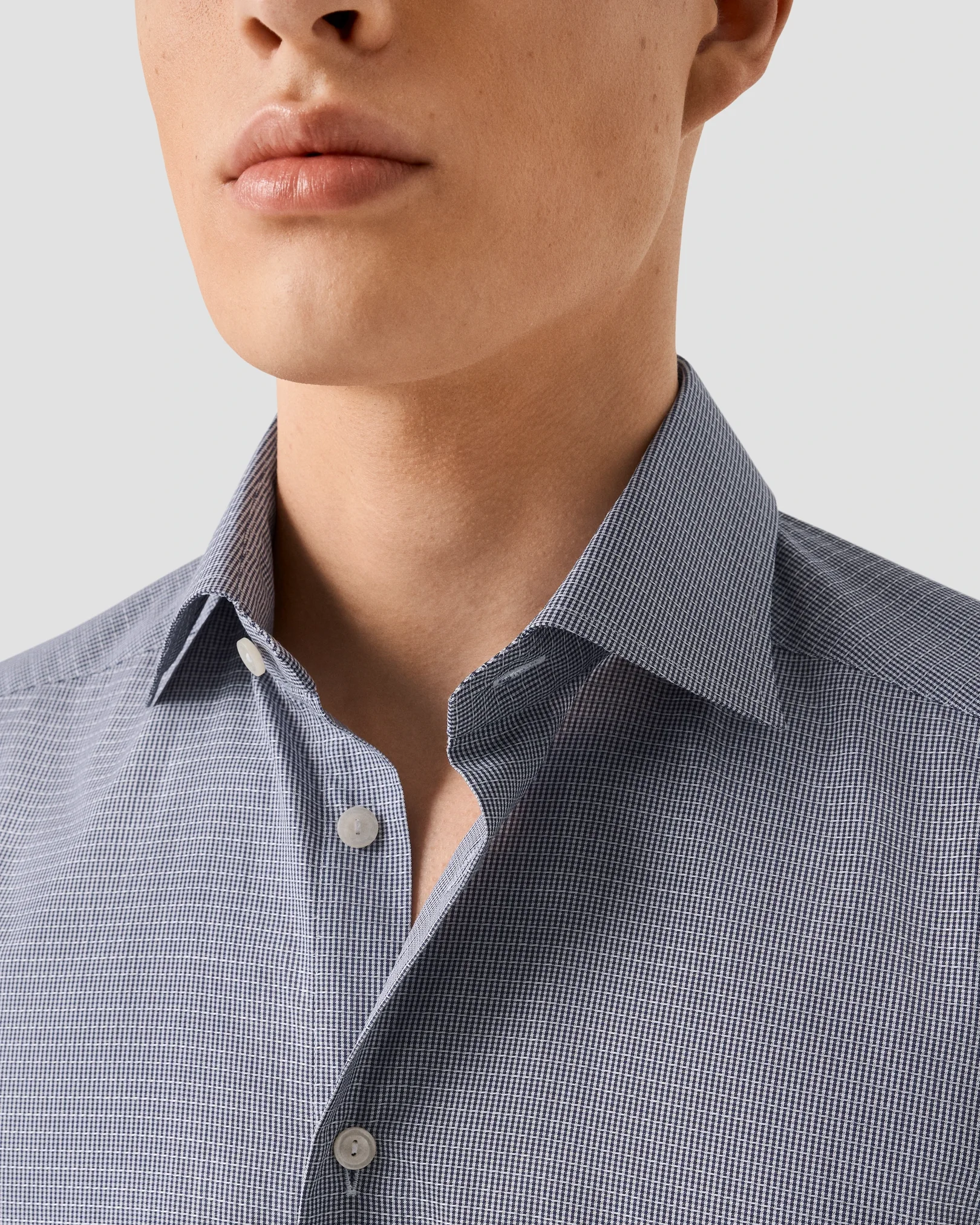 Eton - dark blue semi solid signature dobby shirt