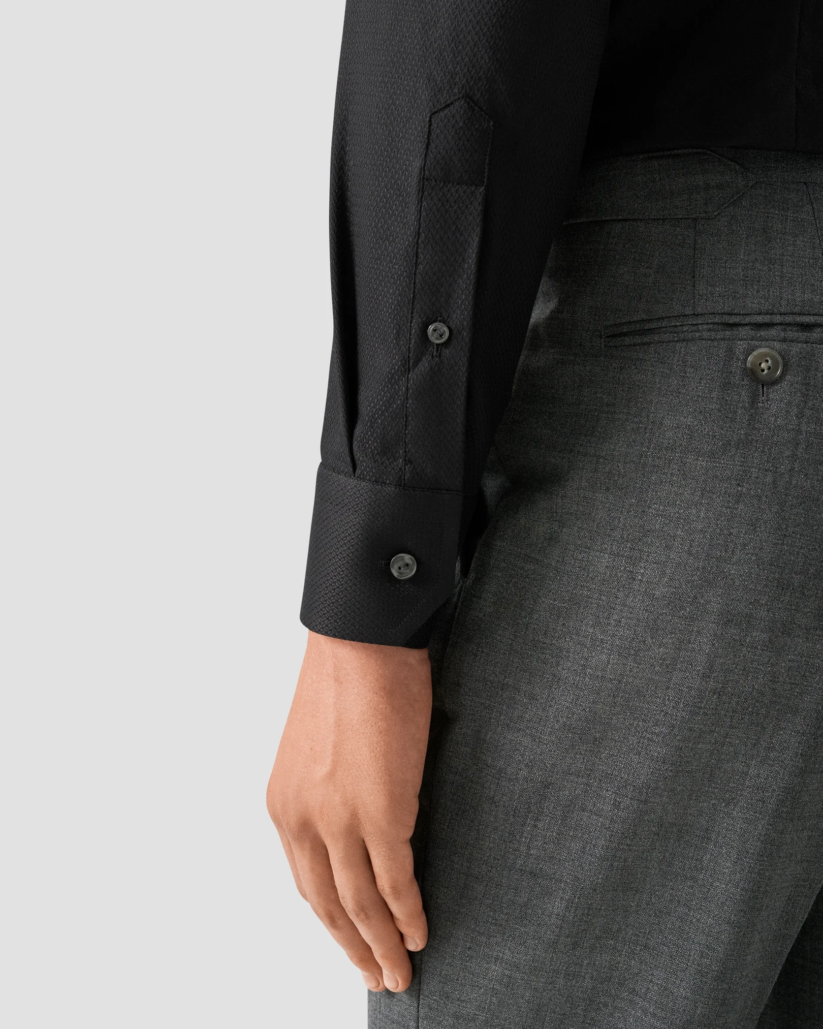 Eton - black semi solid dobby shirt