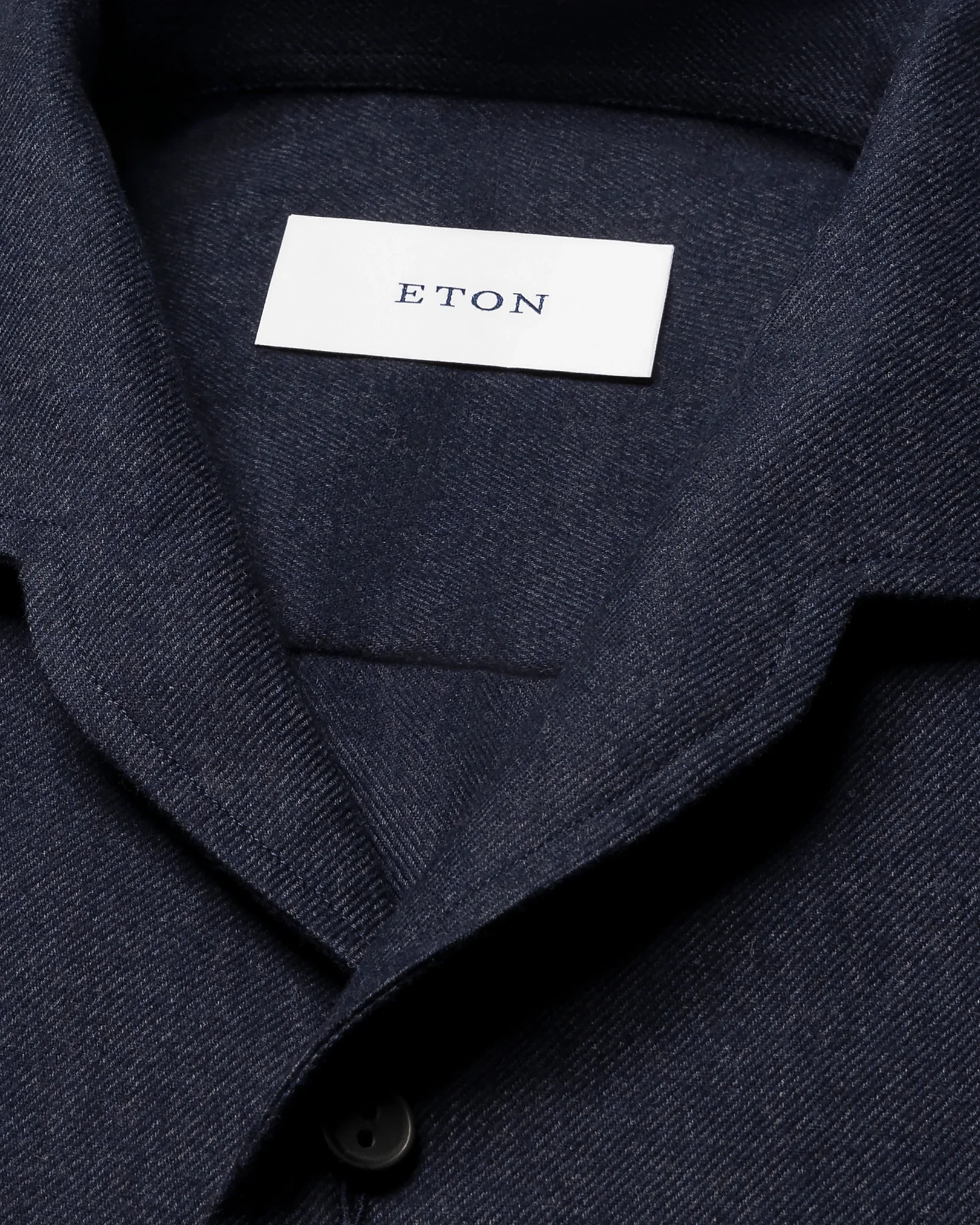 Eton - solid flannel shirt navy blue solid flannel shirt