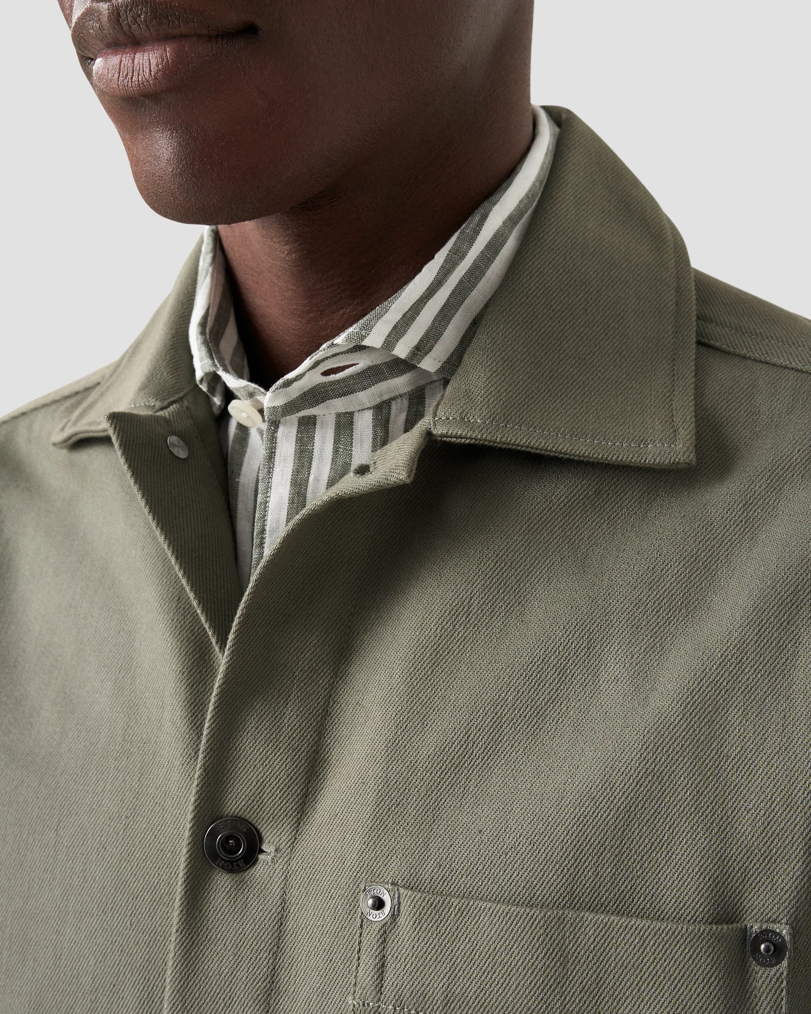Eton - mid green turndown collar overshirt
