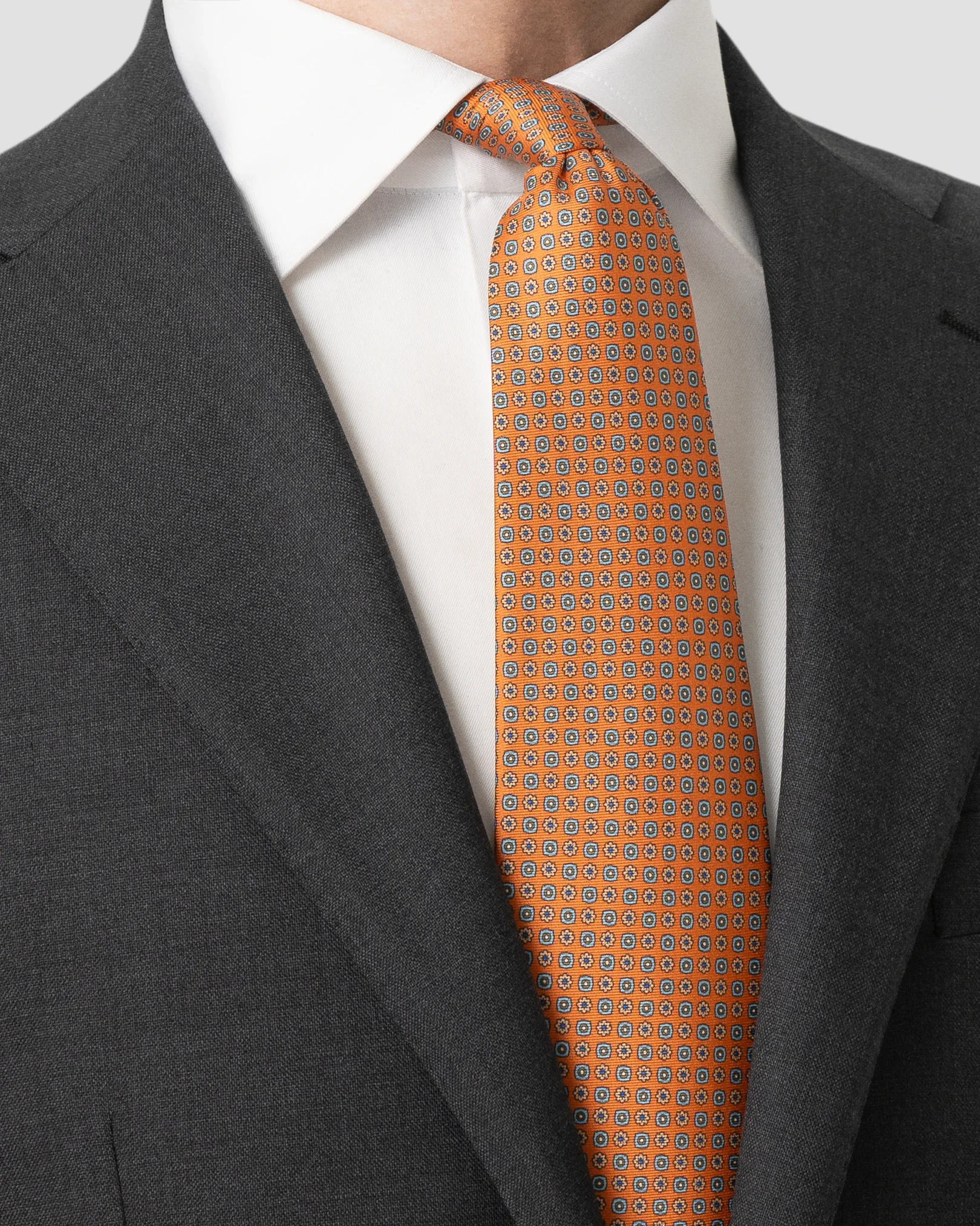 Eton - orange micro floral printed silk tie