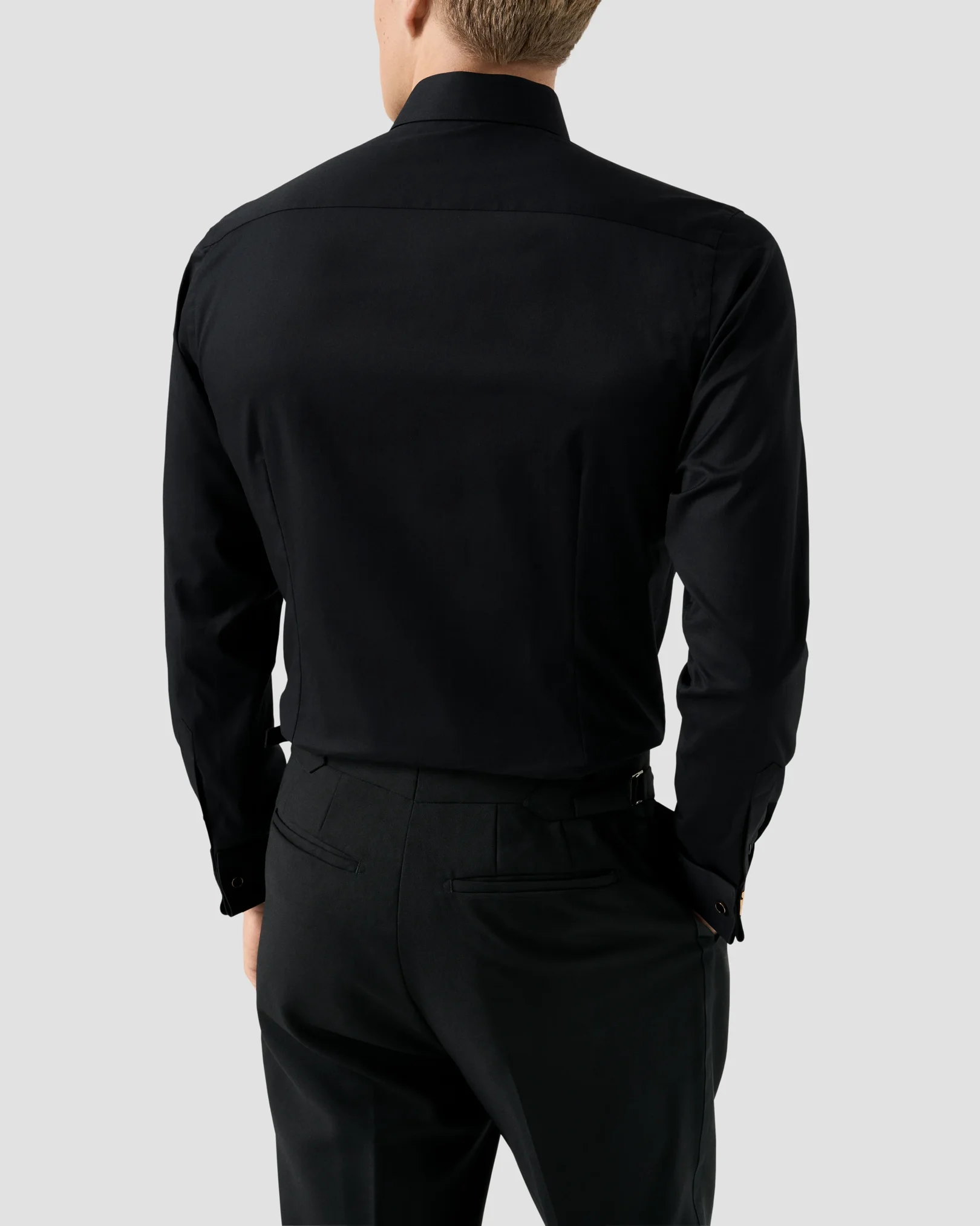 Eton - plisse bib front shirt black plisse bib front shirt