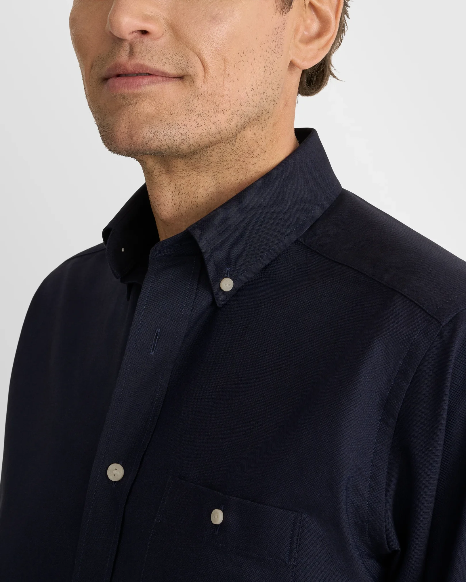 Eton - navy blue solid oxford shirt
