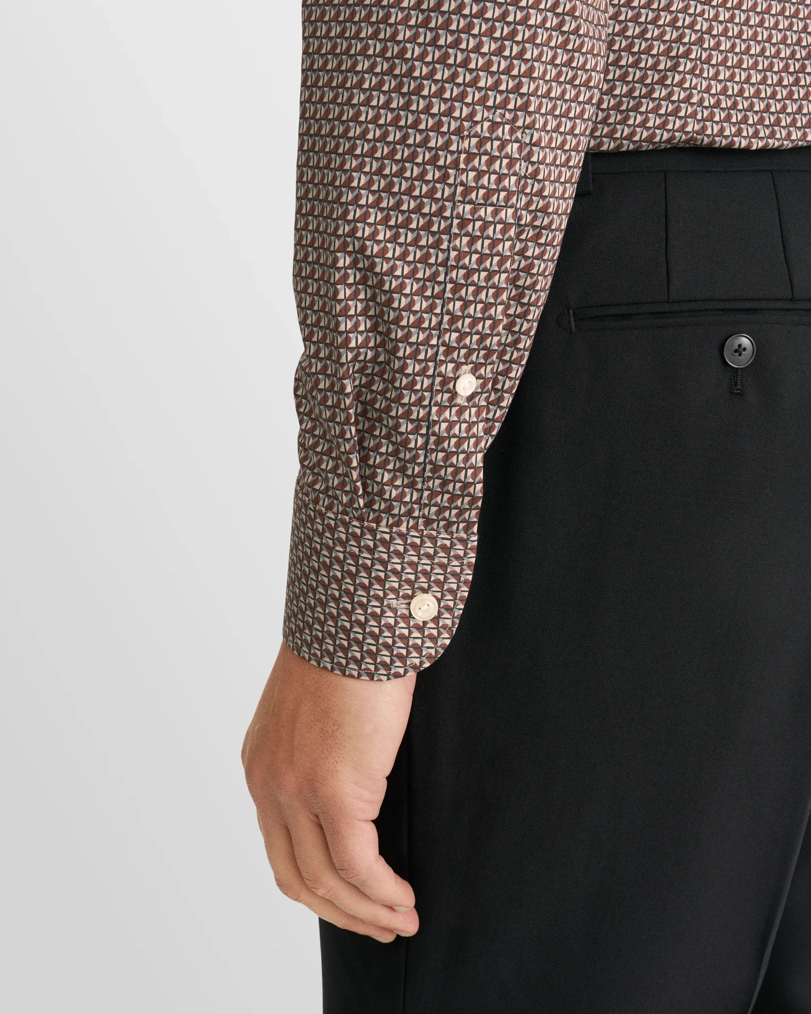 Eton - dark red geometric signature twill shirt