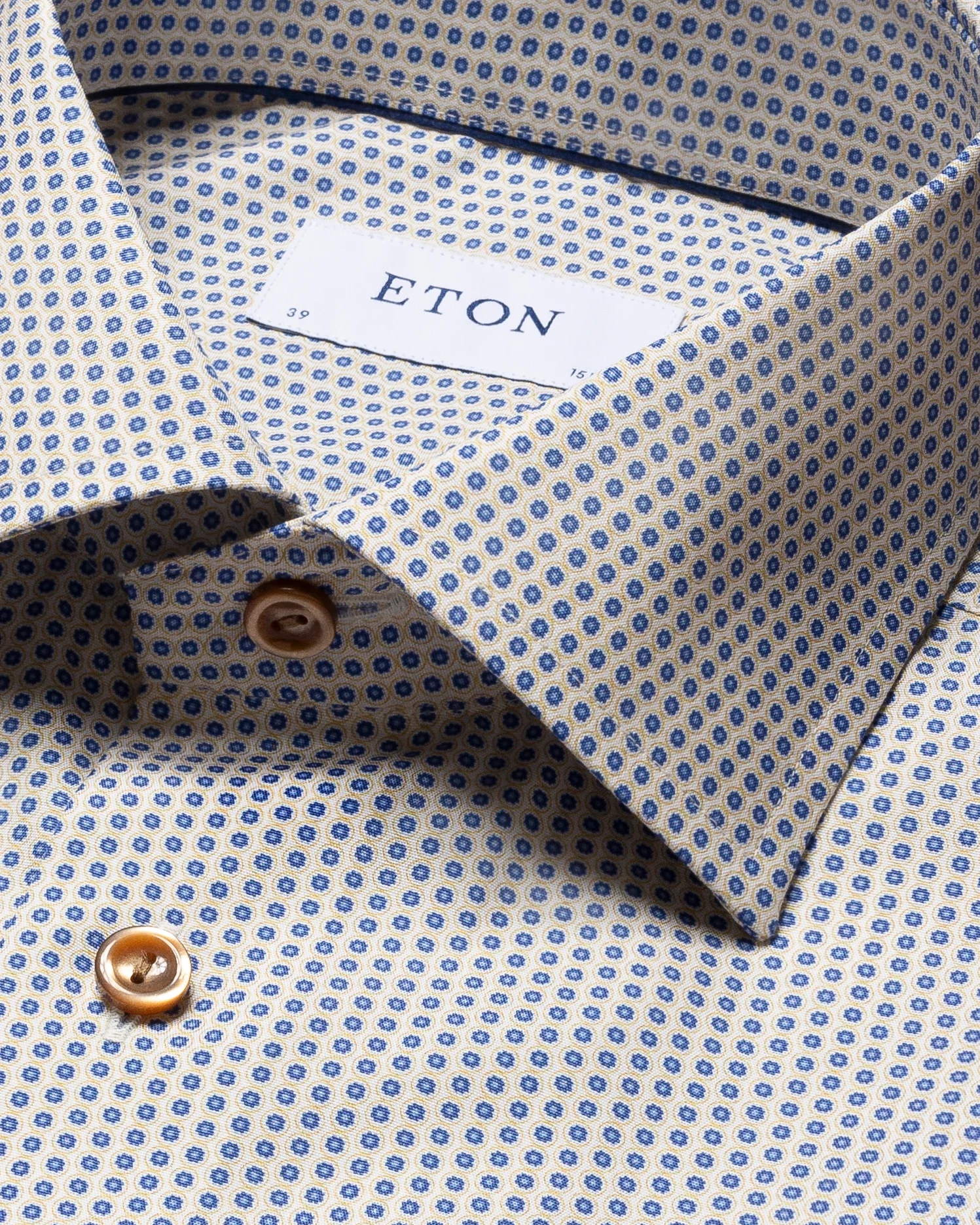 Eton - yellow glass print poplin shirt short sleeve