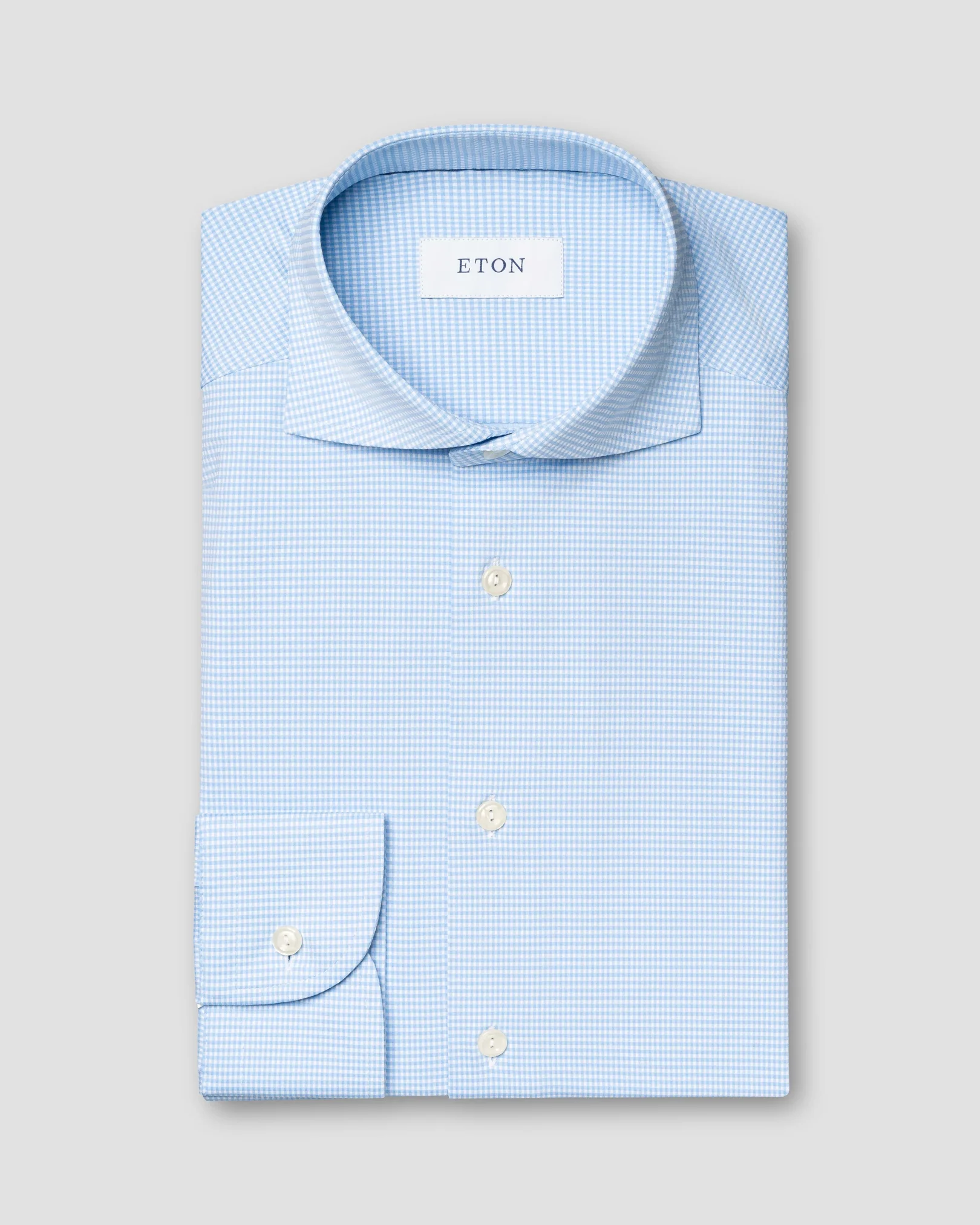 Eton - wide spread checked four way shirt