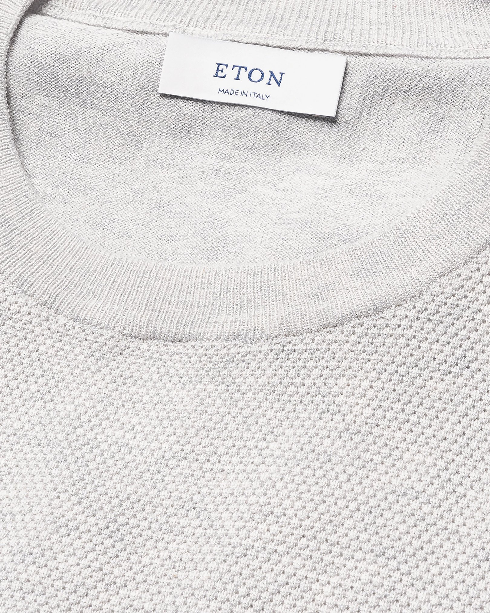 Eton - off white structured crew neck knitted t shirt