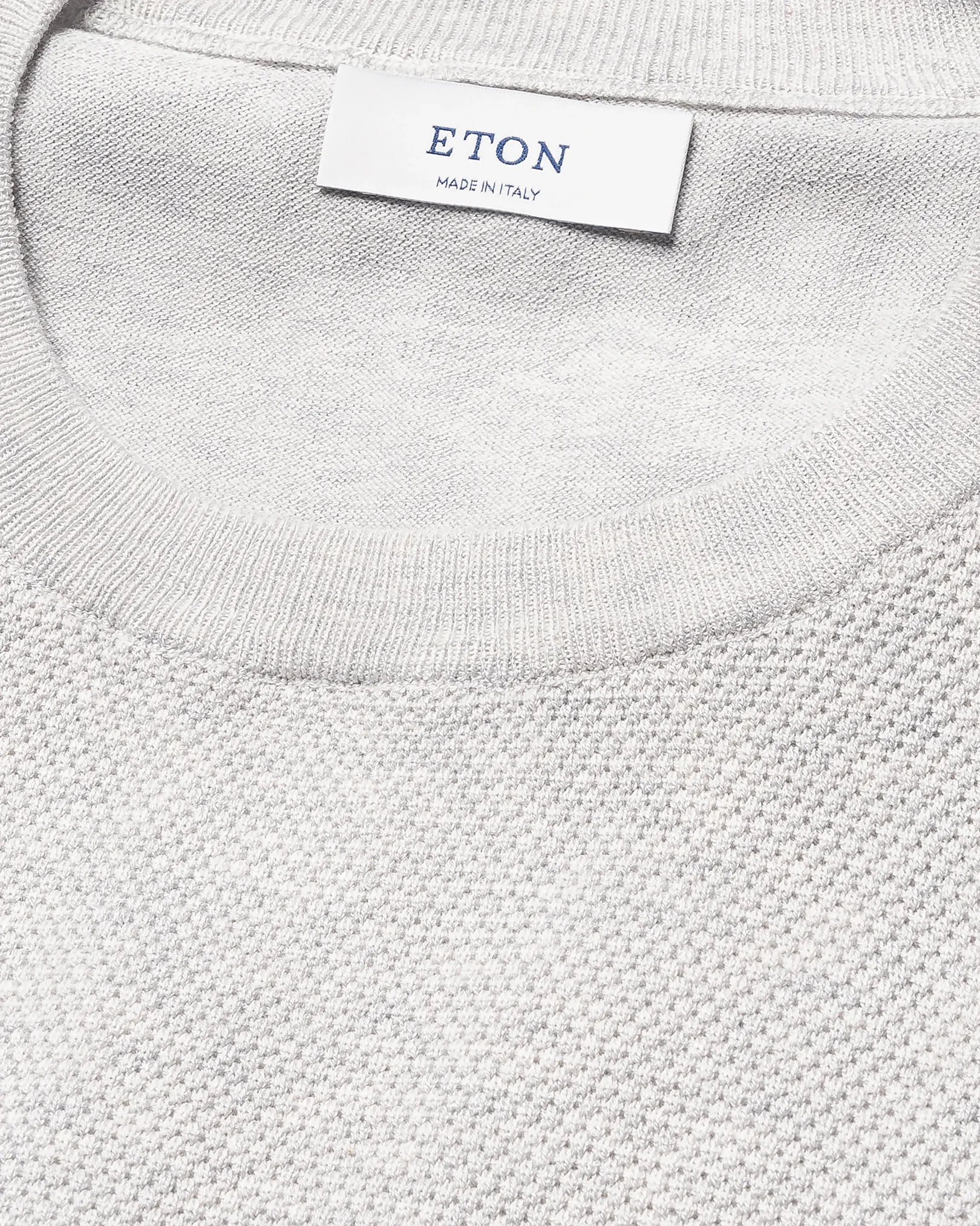 Eton - off white structured crew neck knitted t shirt