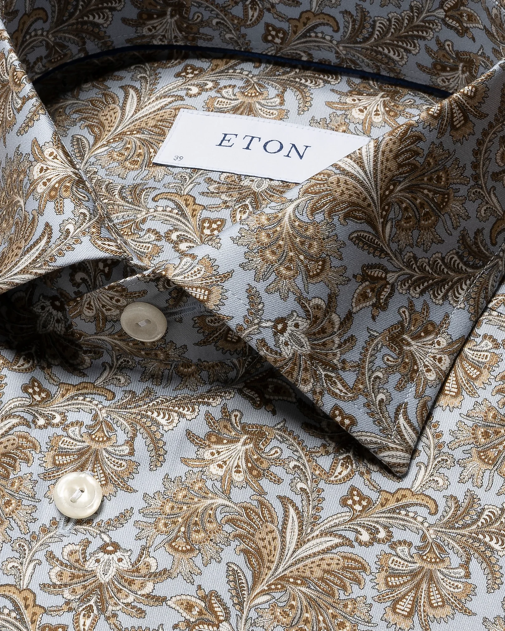 Eton - brown paisley printed shirt