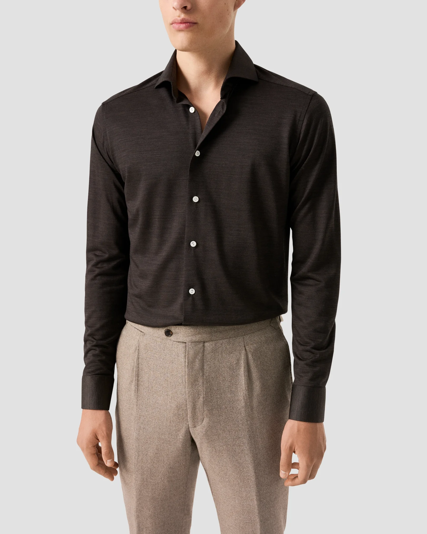 Eton - brown merino jersey shirt