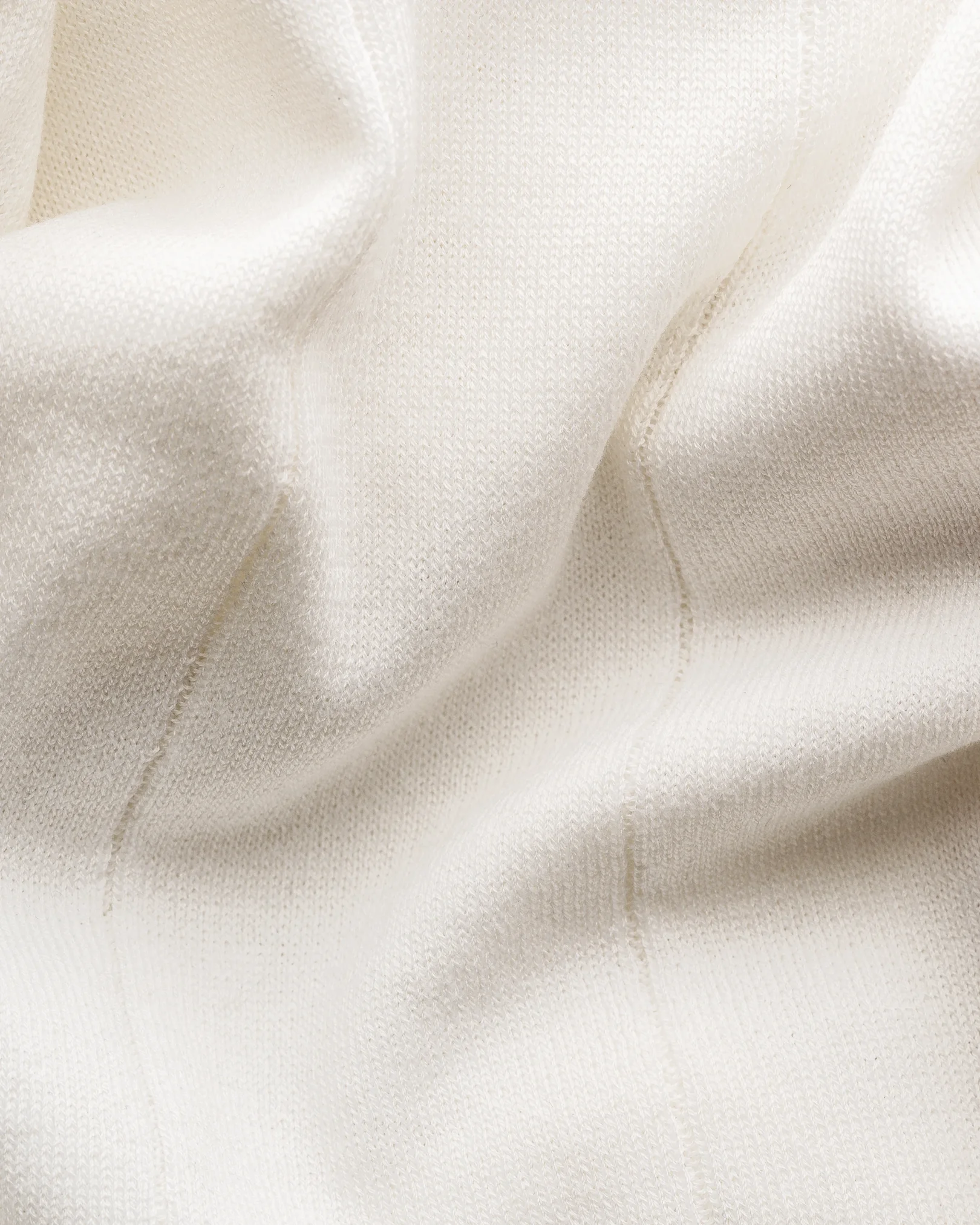 Eton - white cotton and silk open collar fine knit polo shirt