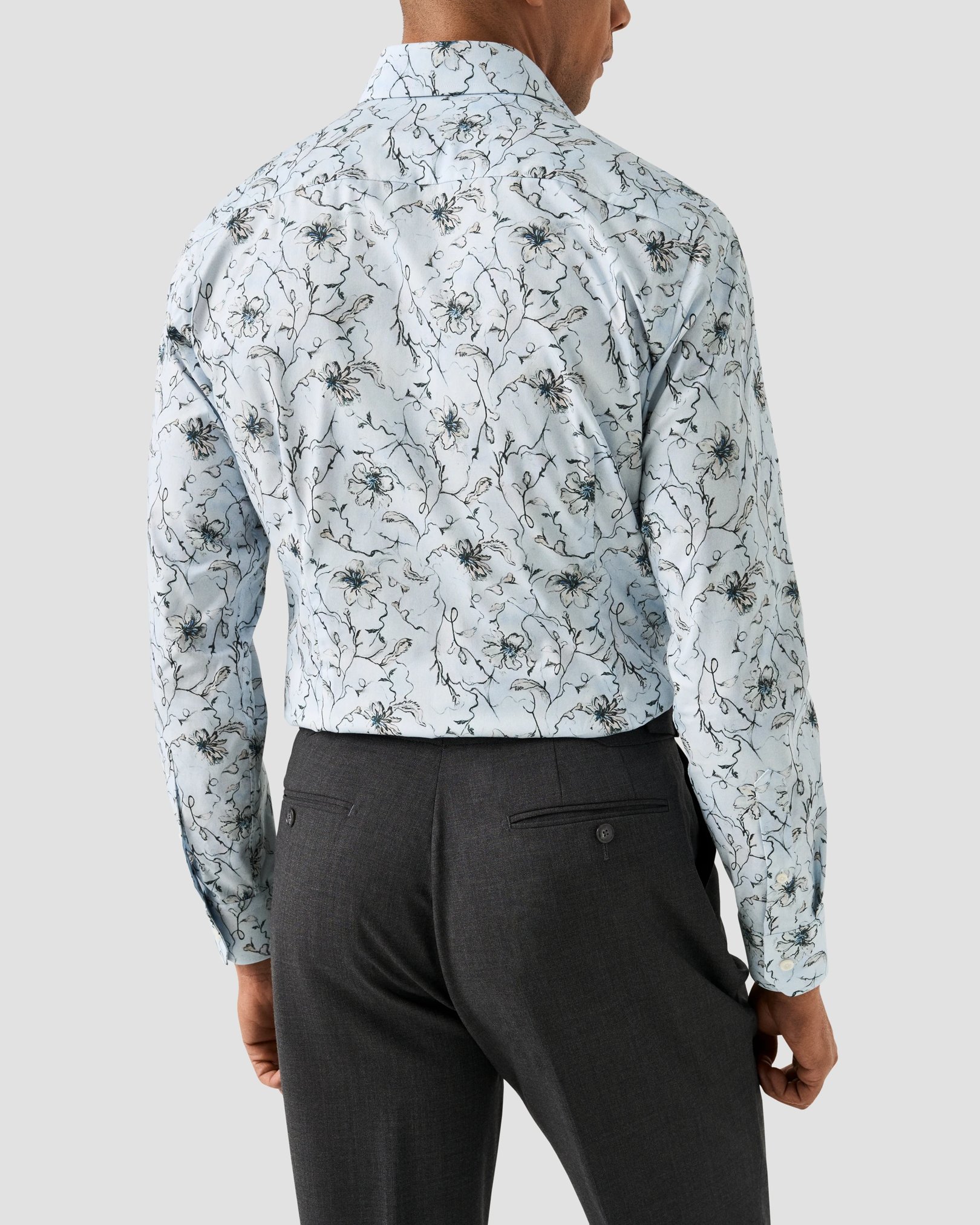 Eton - light blue floral signature cutaway
