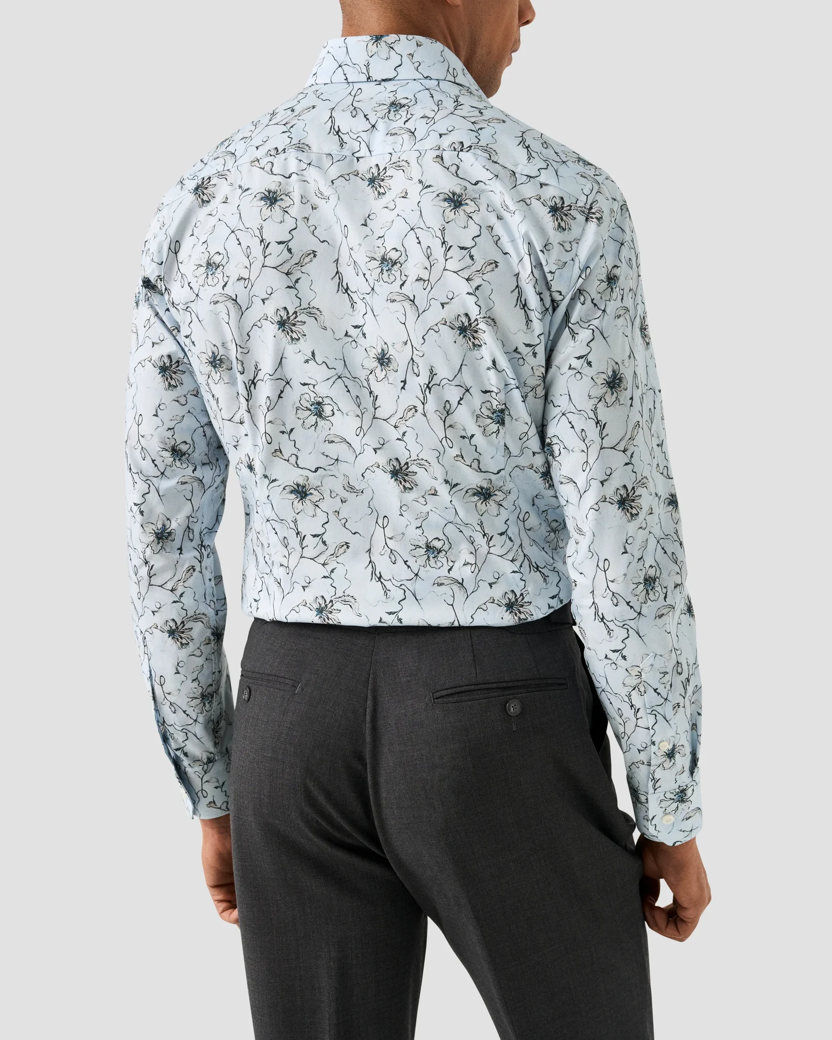 Eton - light blue floral signature cutaway