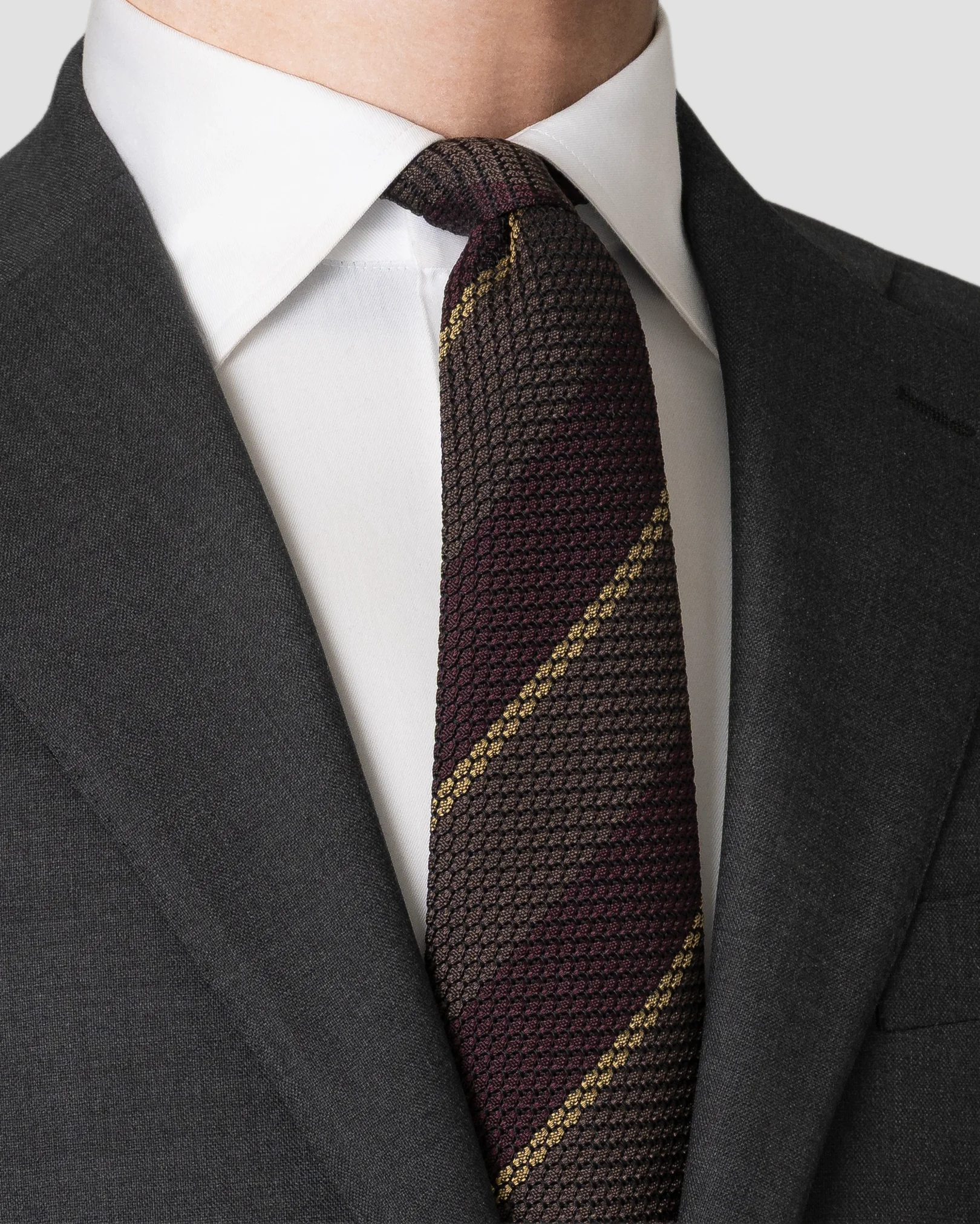 Eton - brown striped grenadine silk tie brown 268