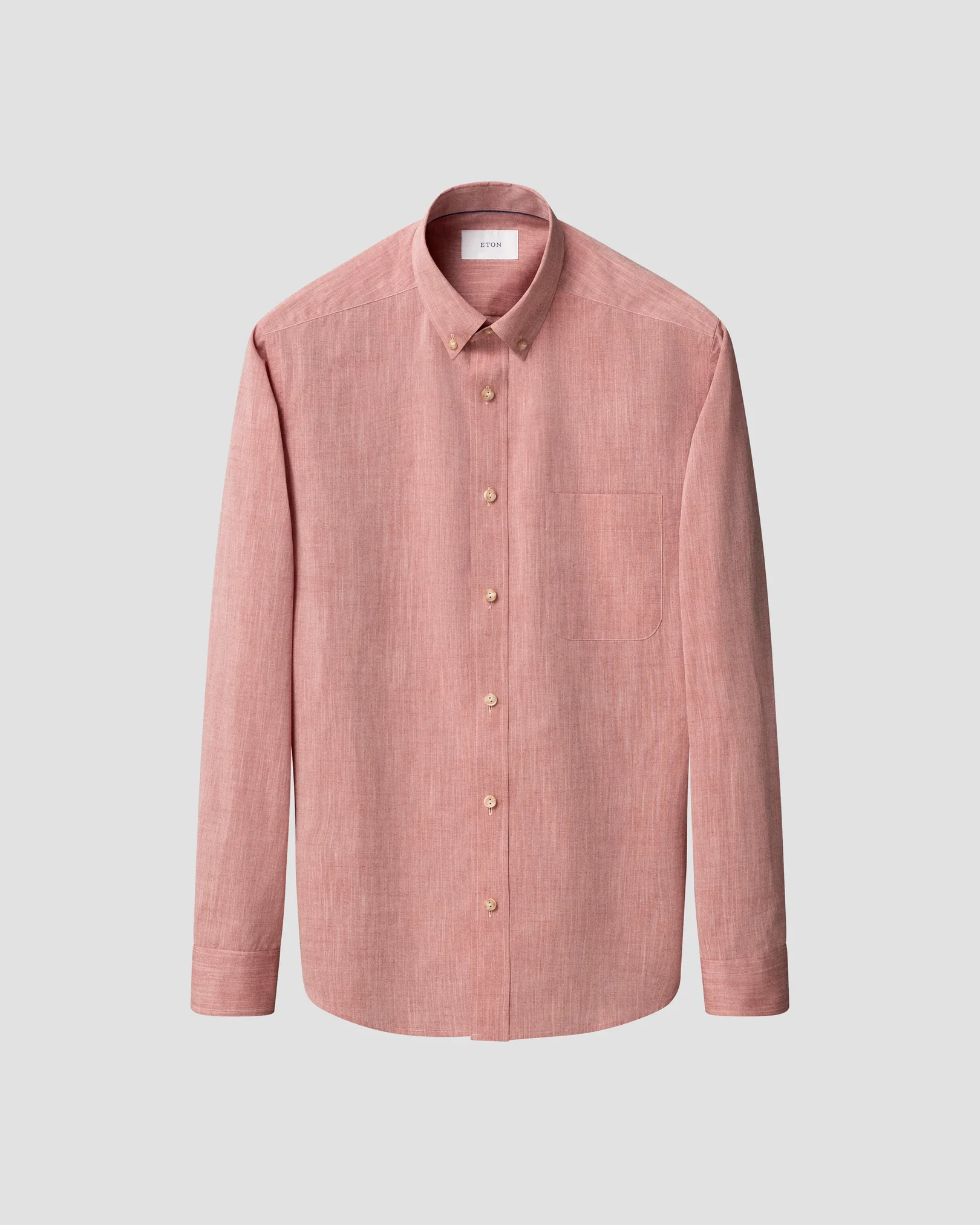 Eton - red solid chambray shirt