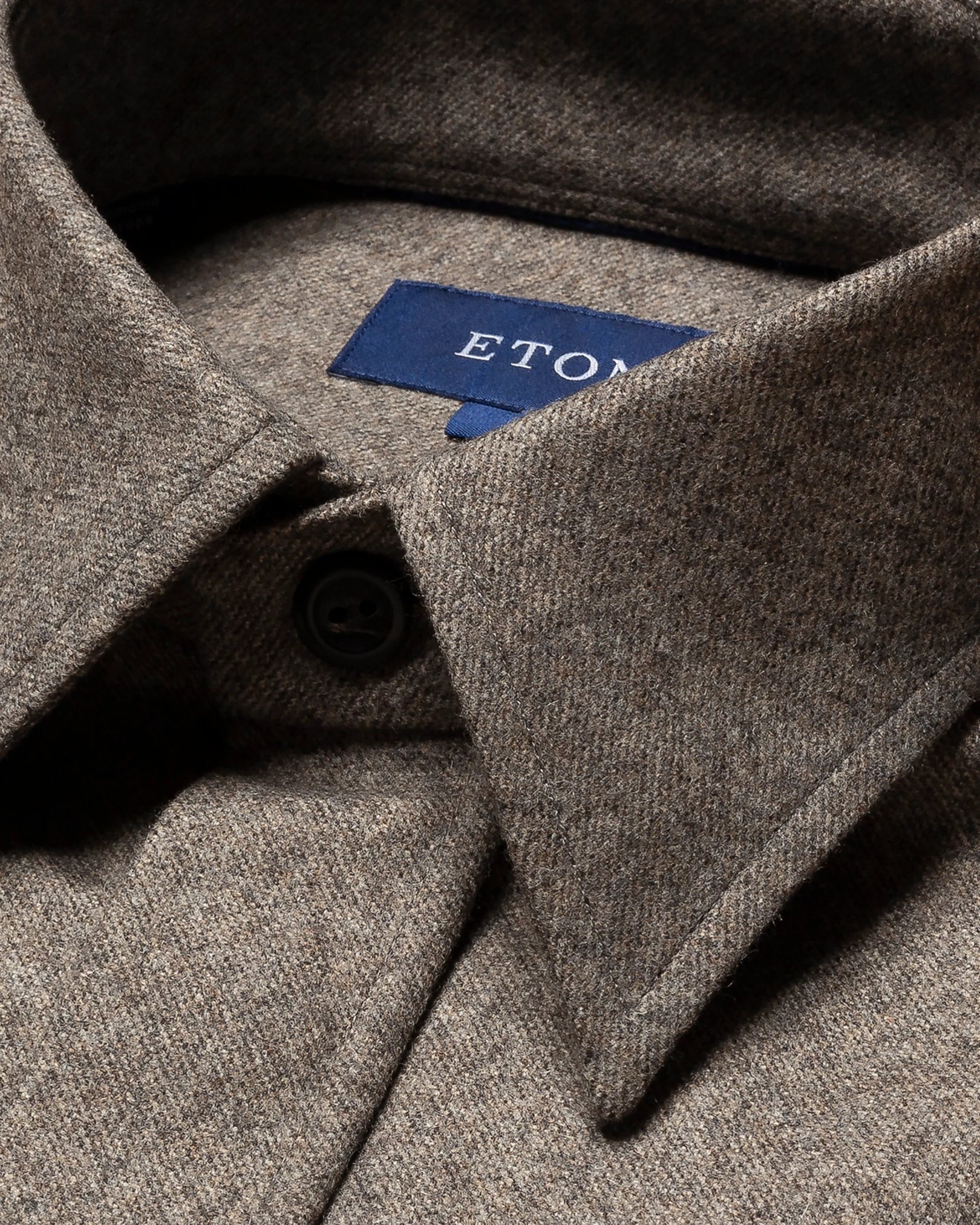 Eton - beige wool twill soft pointed single cuff pointed strap casual