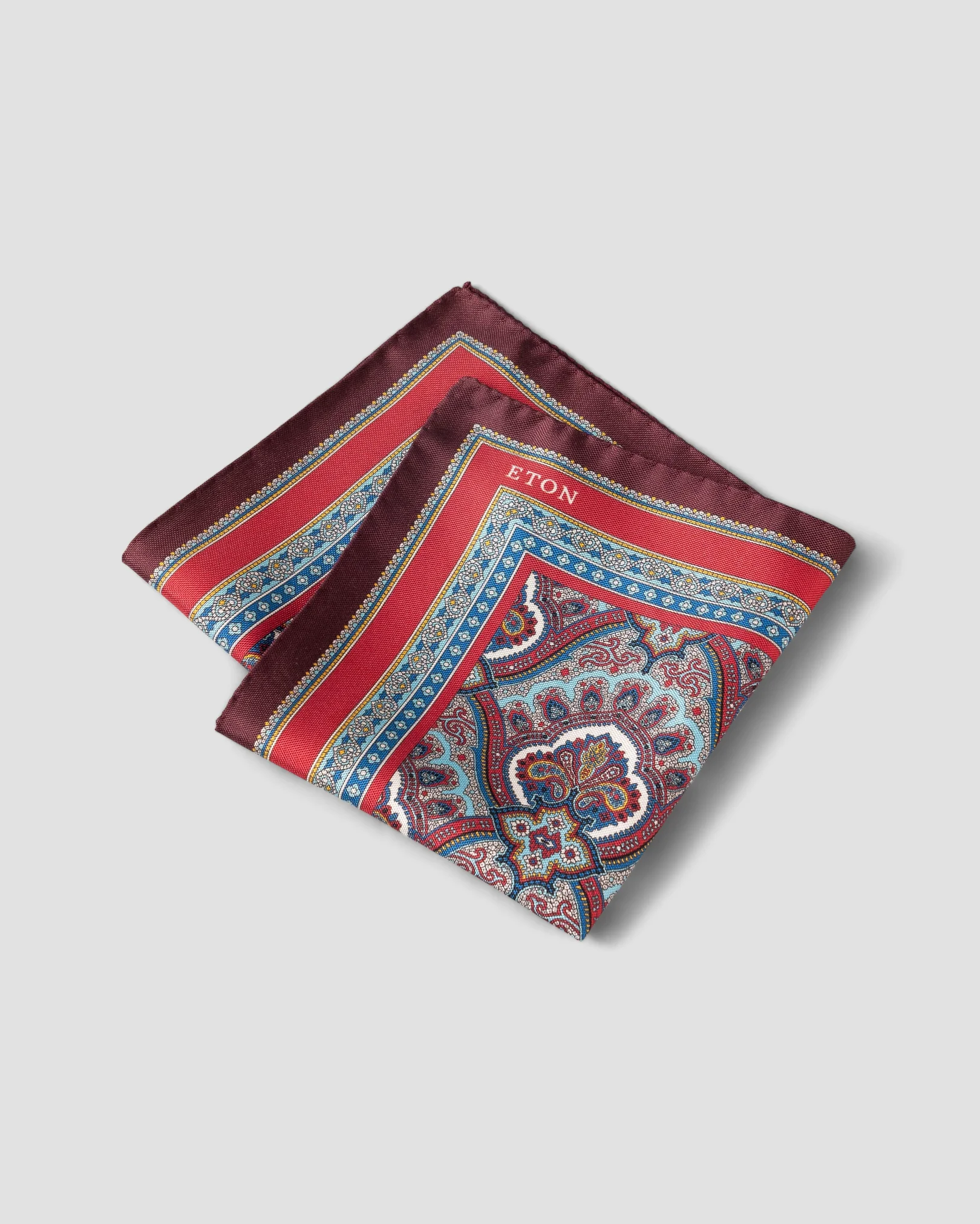 Eton - red paisley print pocket square