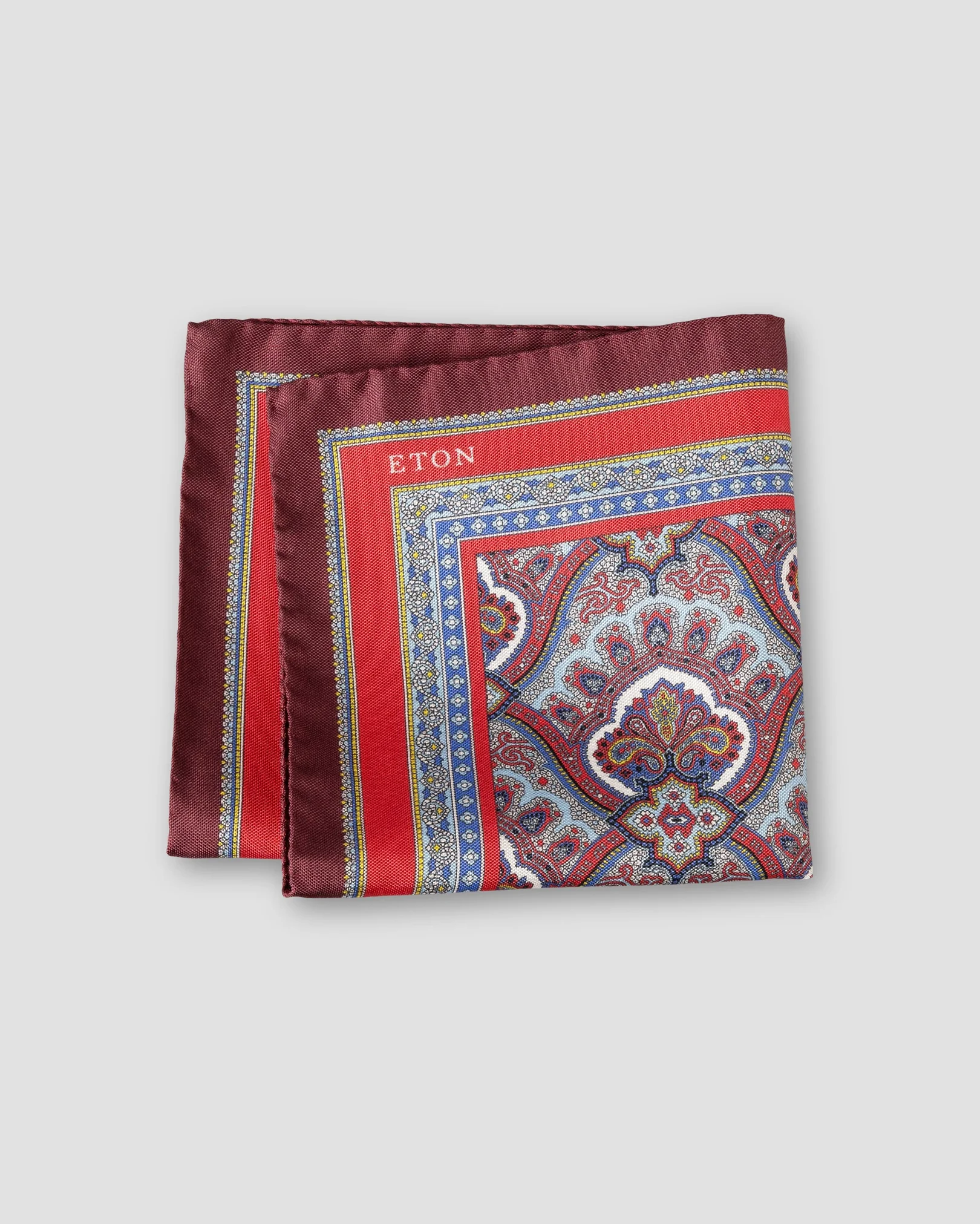 Eton - red paisley print pocket square