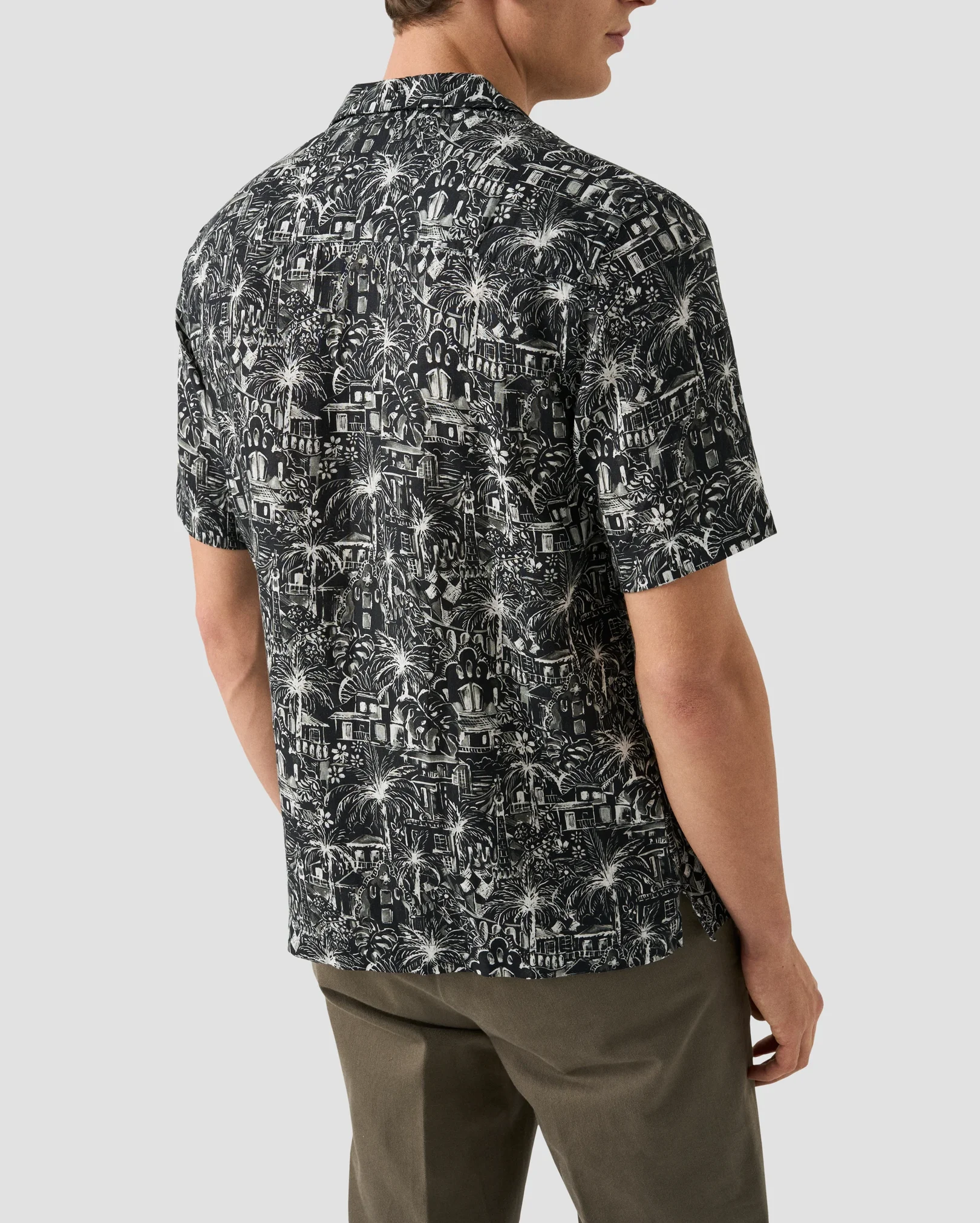 Eton - black gaudi garden print resort shirt