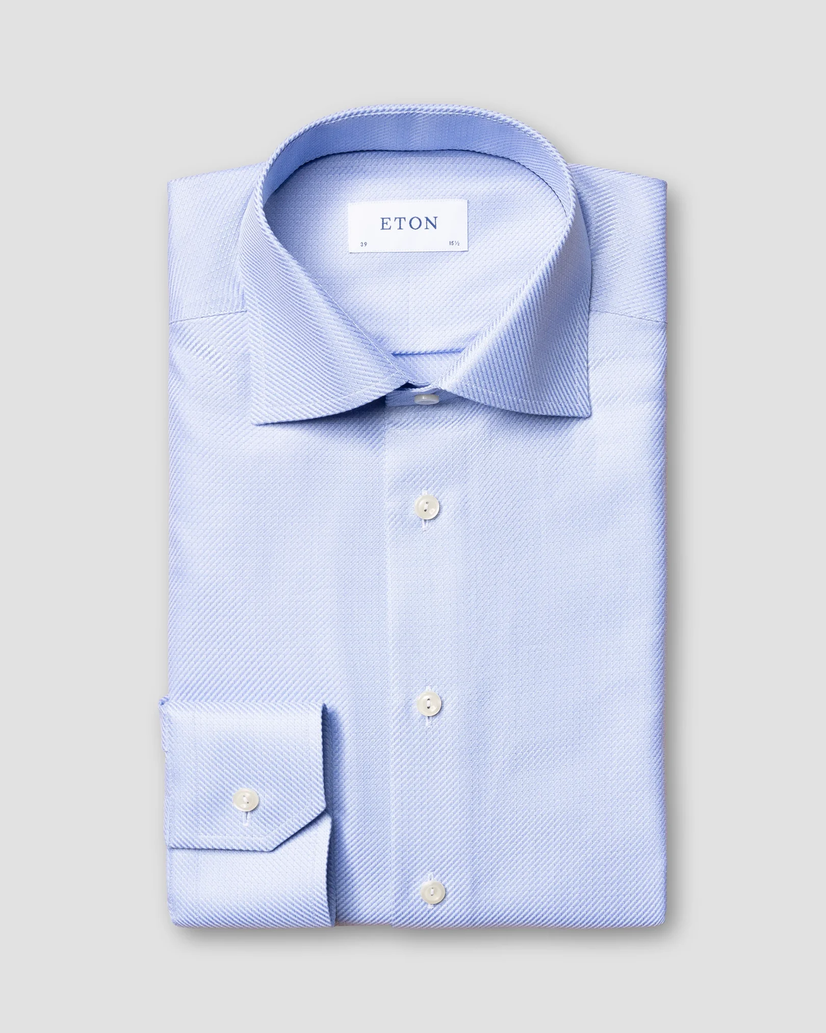 Eton - light blue micro check king twill shirt
