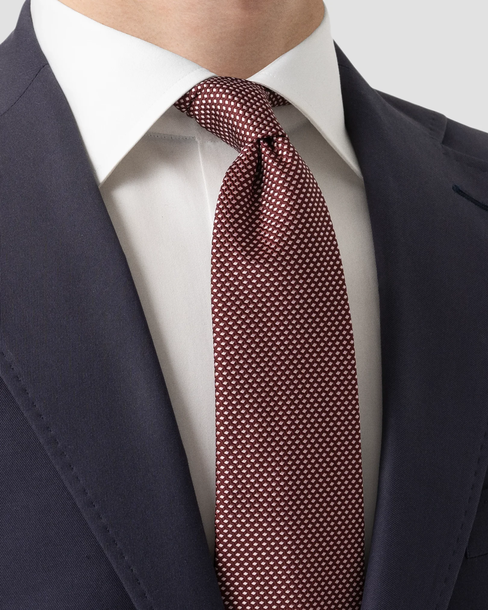 Eton - red geometric woven silk tie