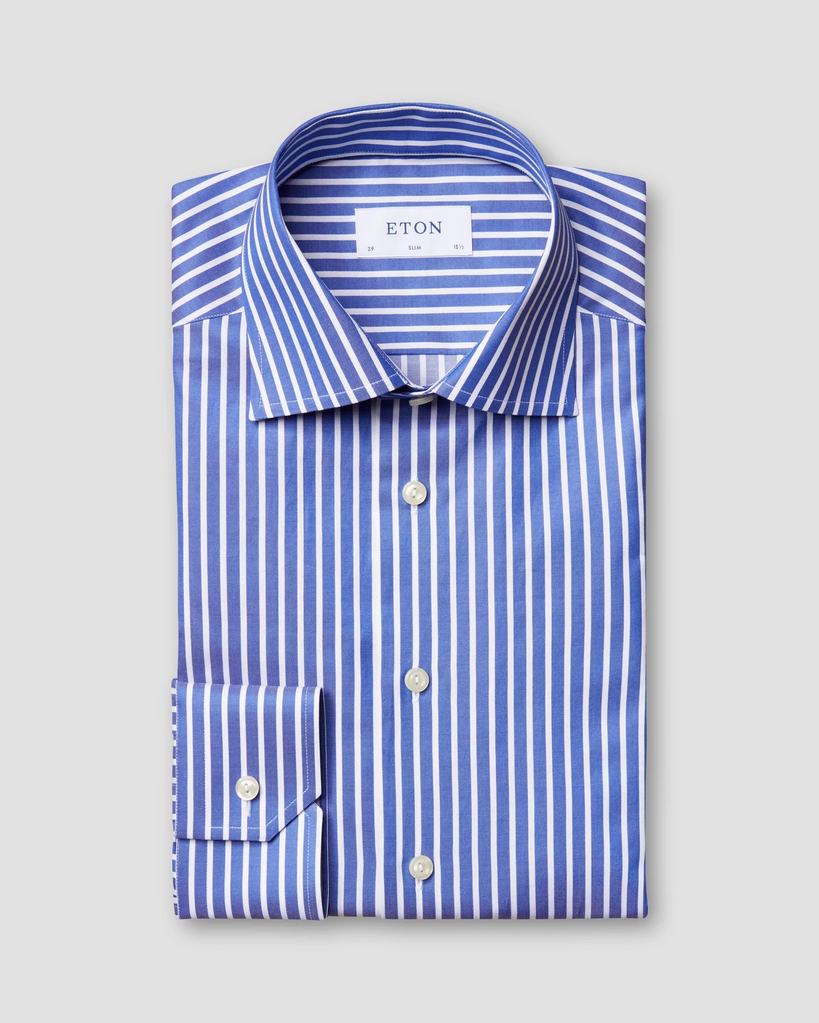 Eton - blue bengal striped twill shirt