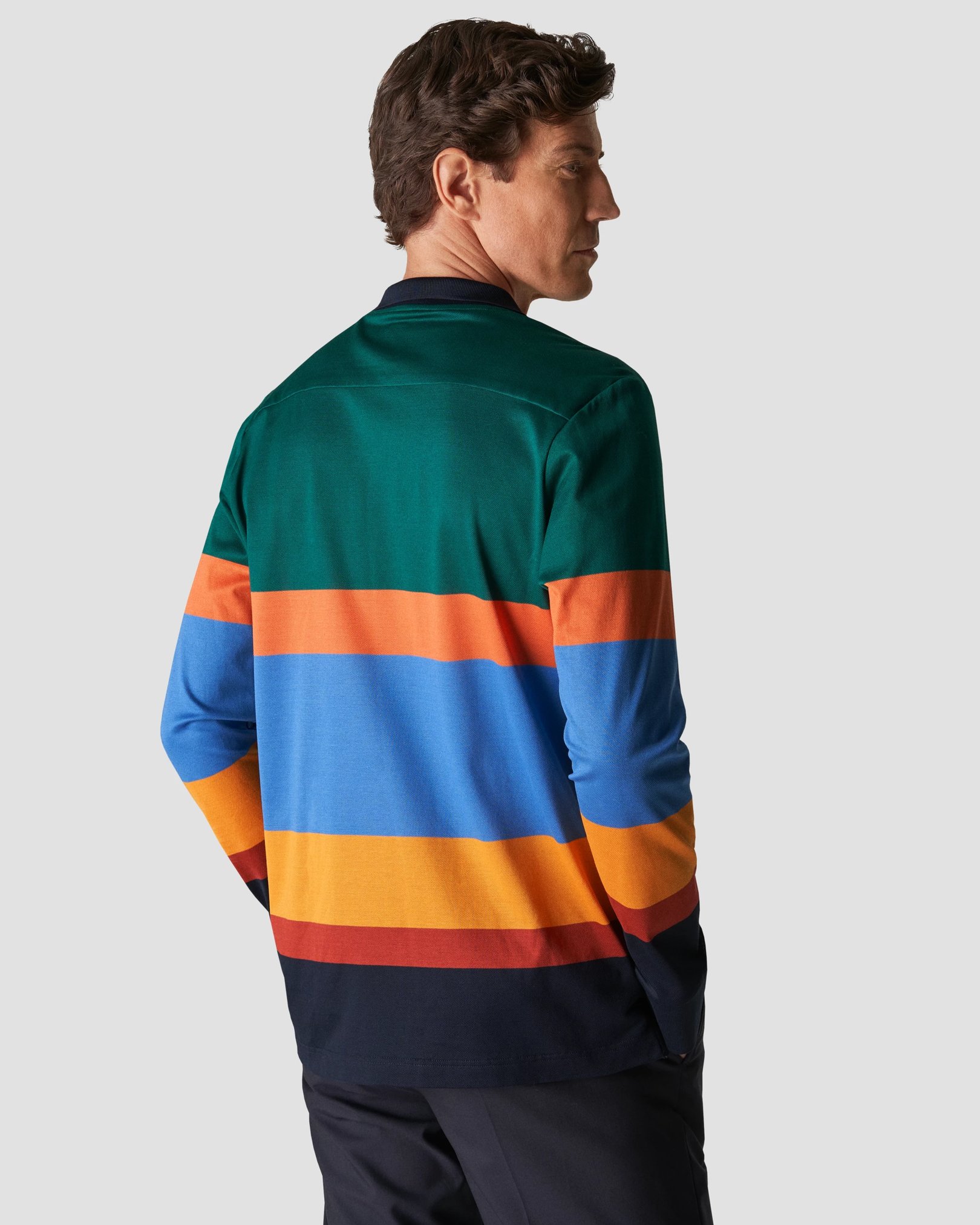 Eton - mid green knit pique knitted jersey
