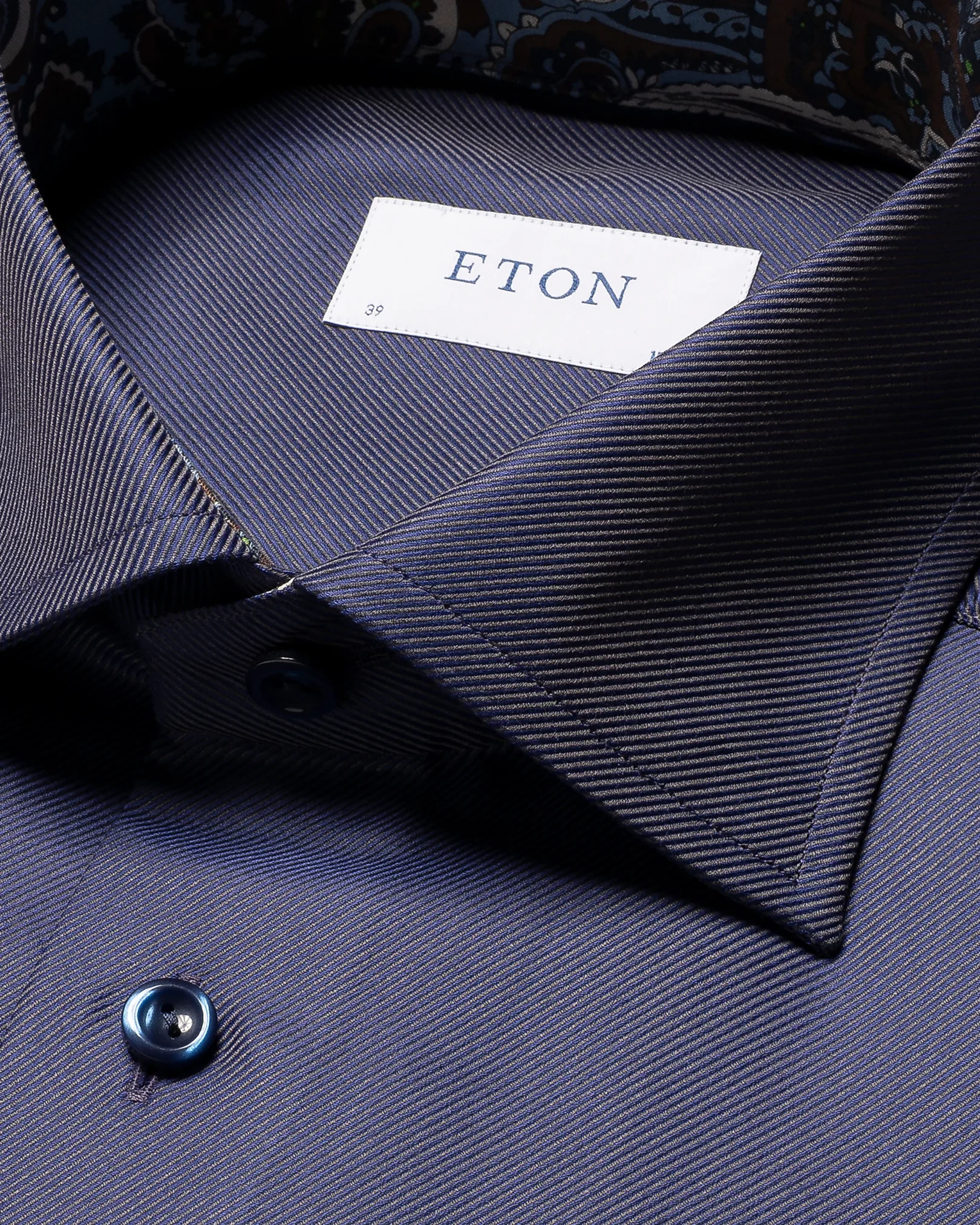 Eton - dark purple textured twill shirt