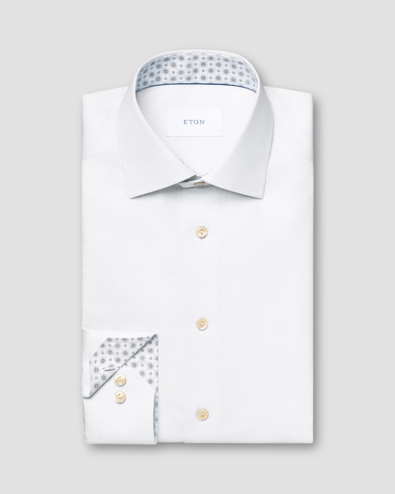 Eton - white geometric effect signature twill shirt cut away 263