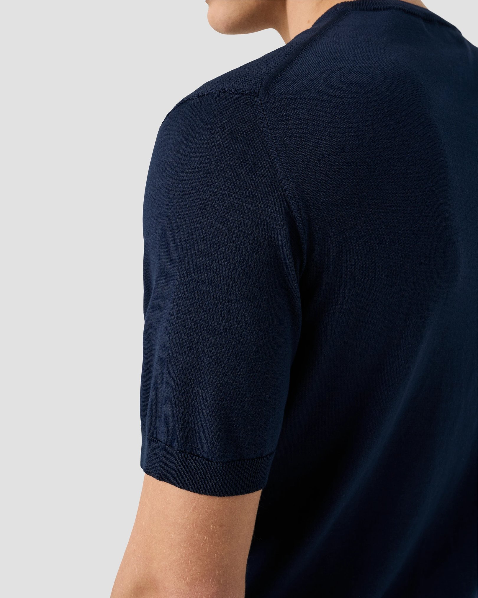 Eton - dark blue structured crew neck knitted t shirt