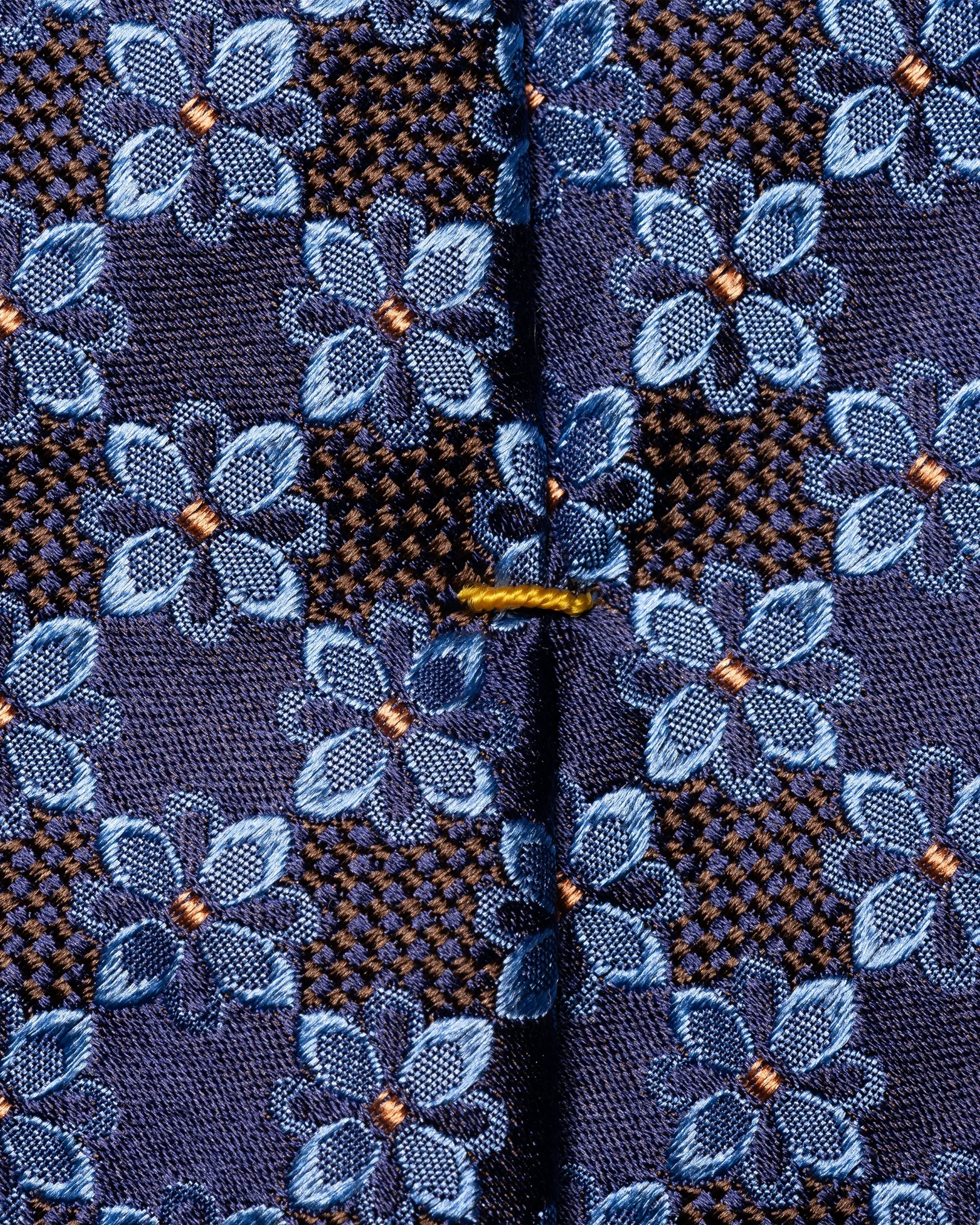 Cravate en Soie Tissée à Motif Floral Marron