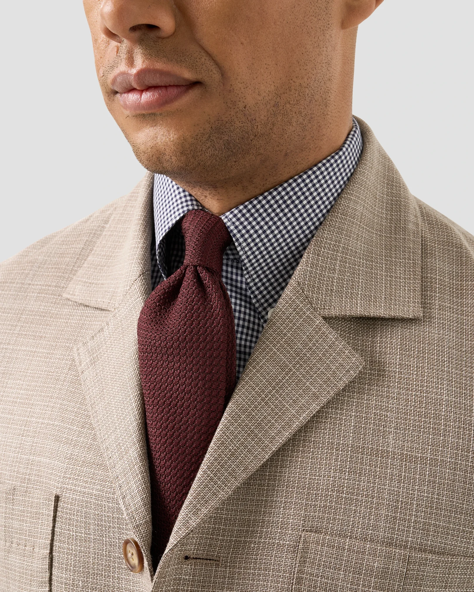 Eton - beige sartorial wool silk and linen overshirt