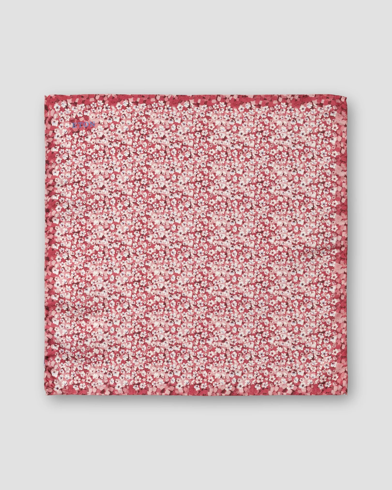 Eton - red floral print silk pocket square