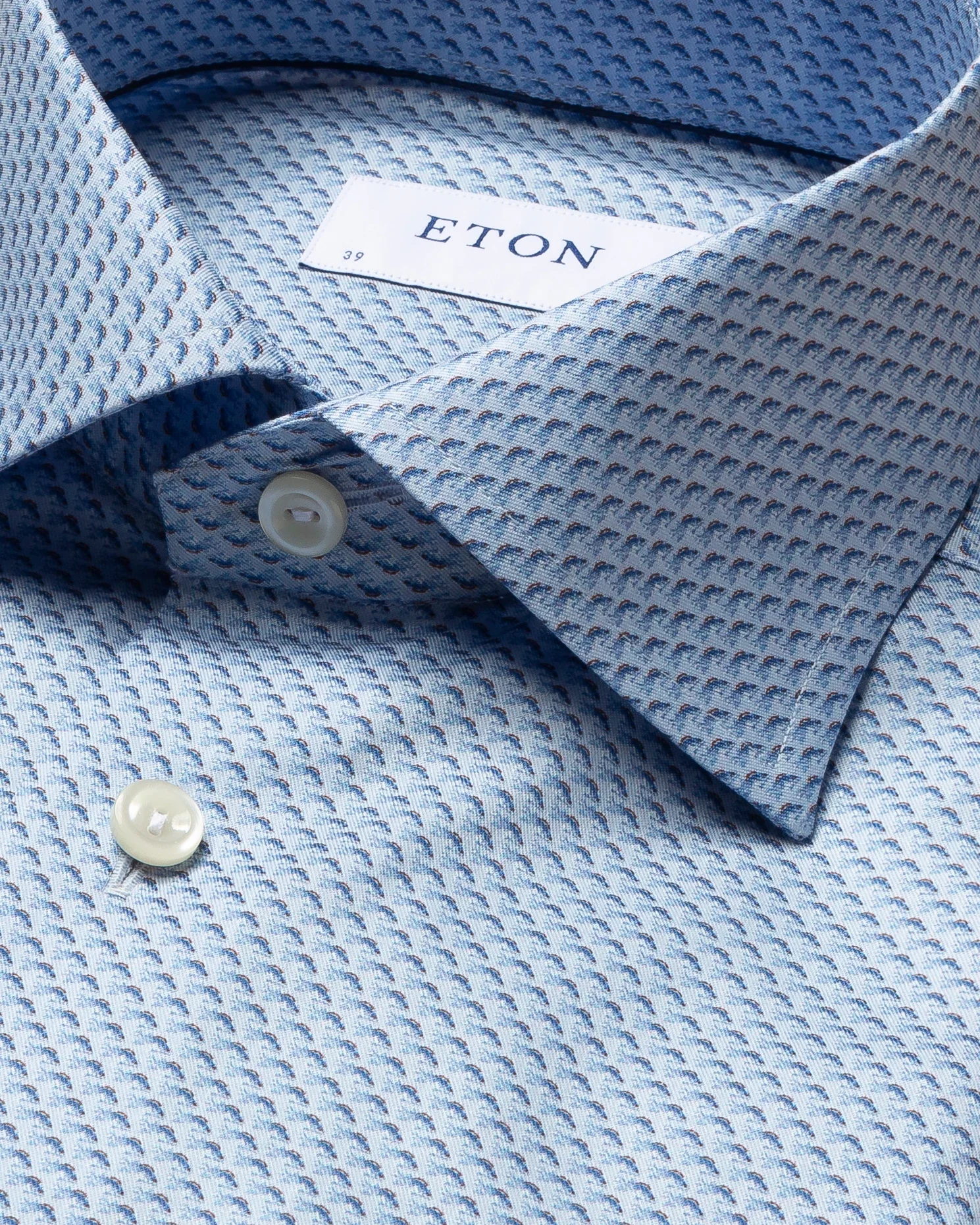 Eton - blue fish print signature twill shirt