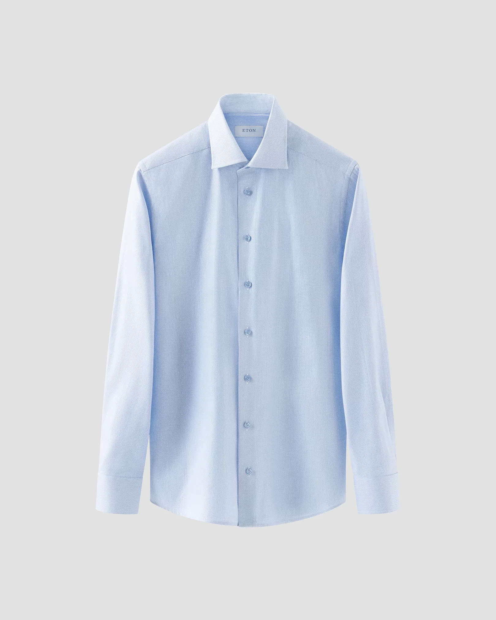 Eton - micro pinstriped light blue twill shirt